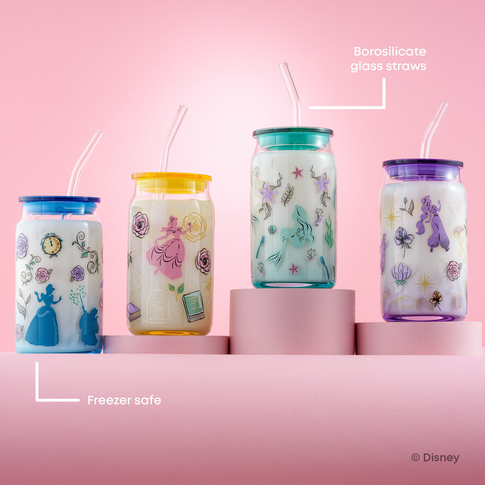joyjolt-disney-princess-icon-tumbler-glasses-with-lids-set-of-4-16-oz image 4
