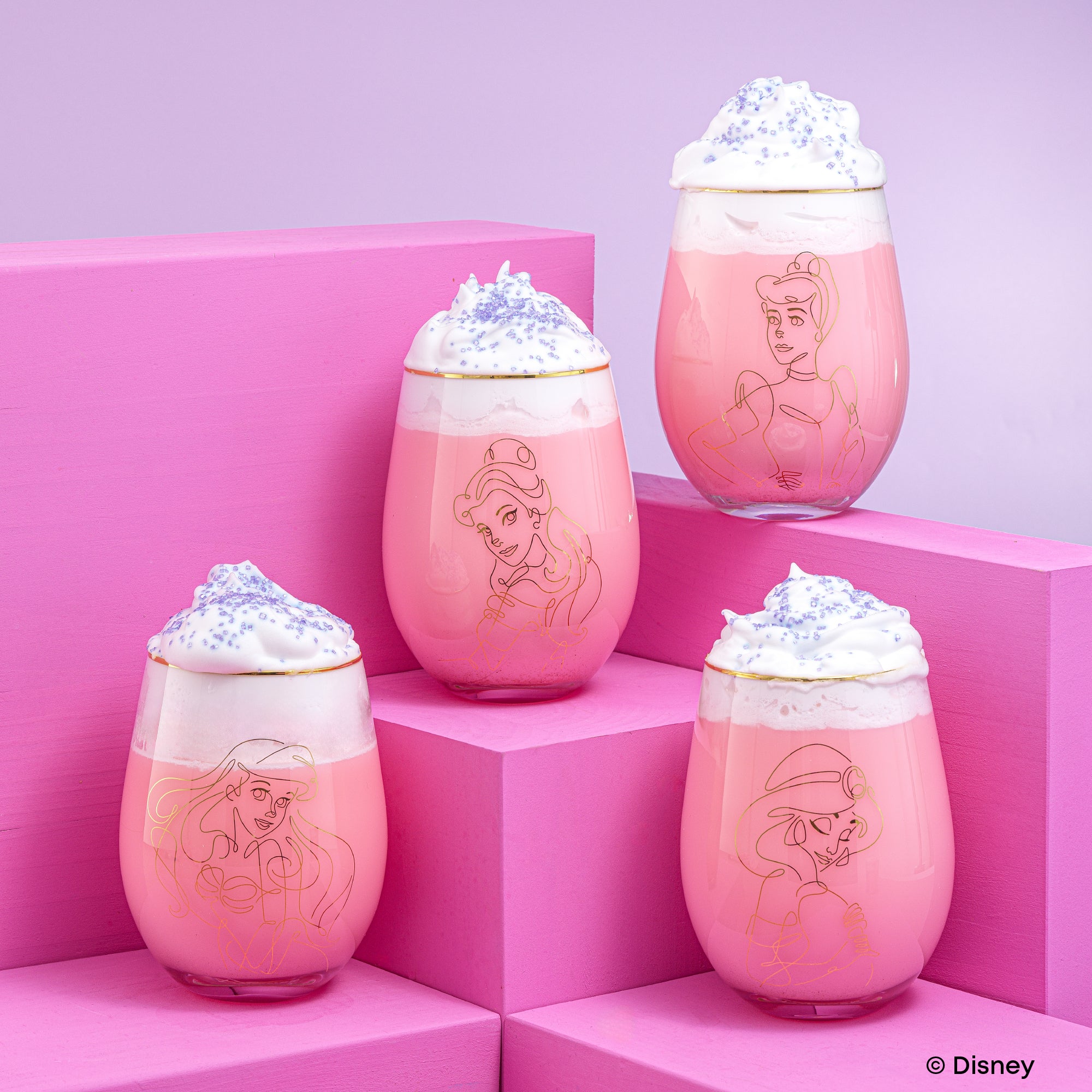 joyjolt-disney-princess-sketch-stemless-drinking-glasses-set-of-4 image 2