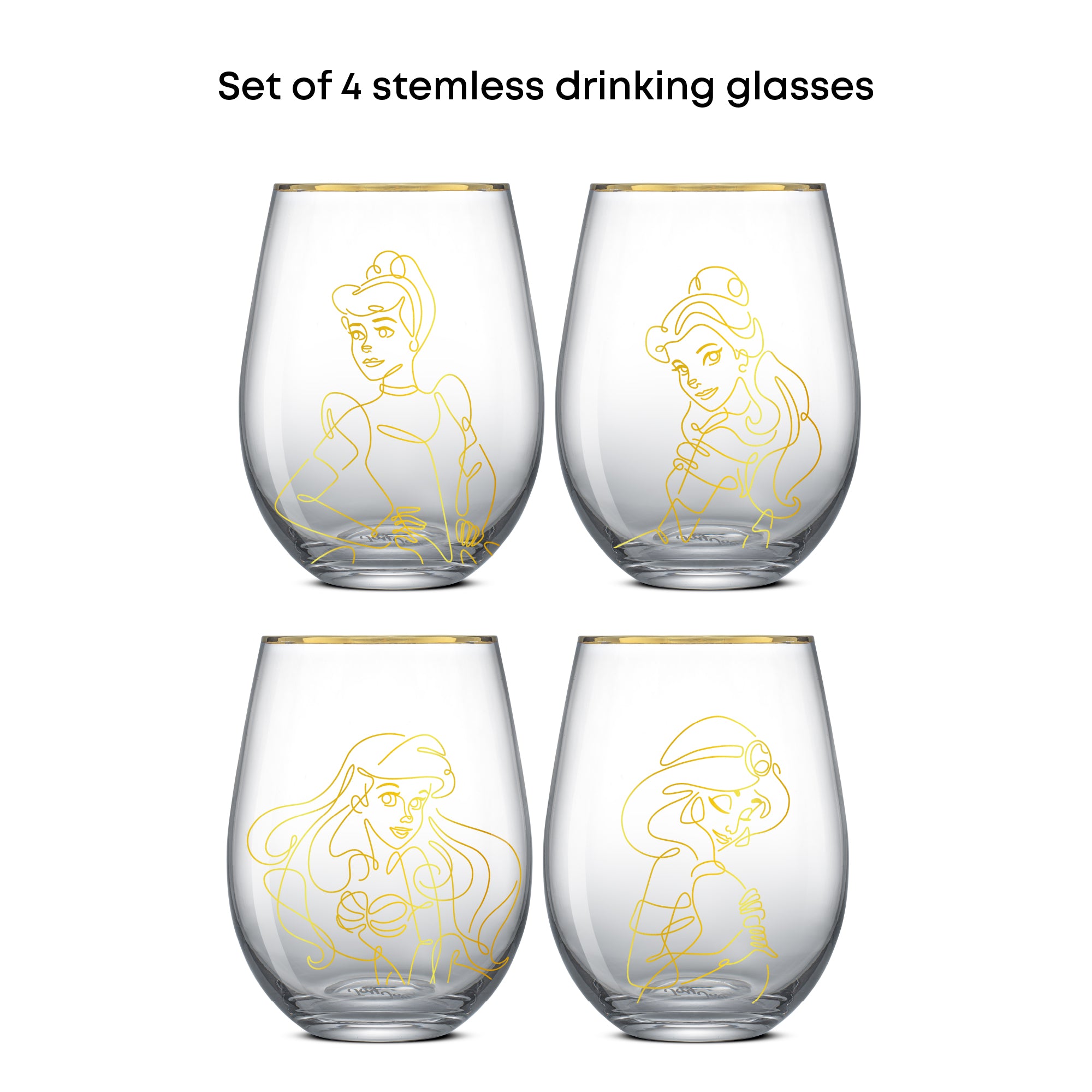 joyjolt-disney-princess-sketch-stemless-drinking-glasses-set-of-4 image 6