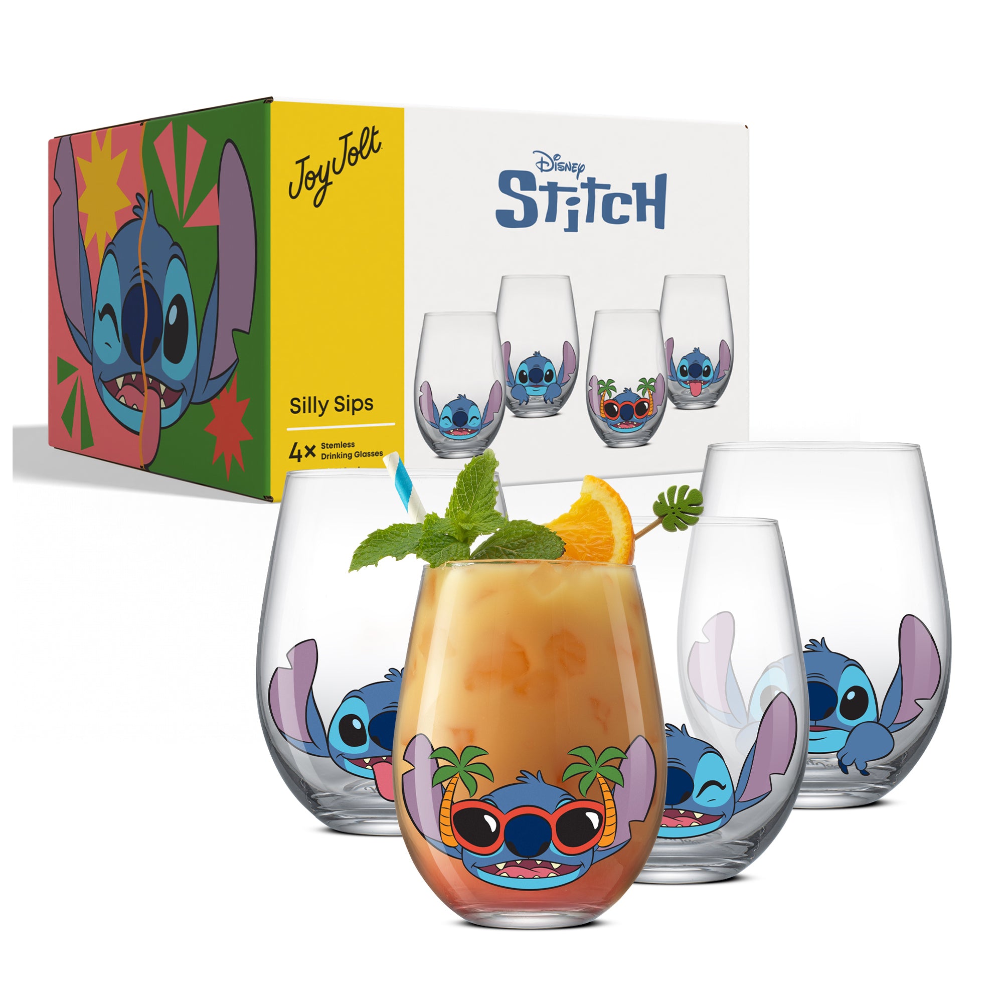 joyjolt-disney-stitch-silly-sips-stemless-drinking-glasses-set-of-4-19-oz-lead-f image 7
