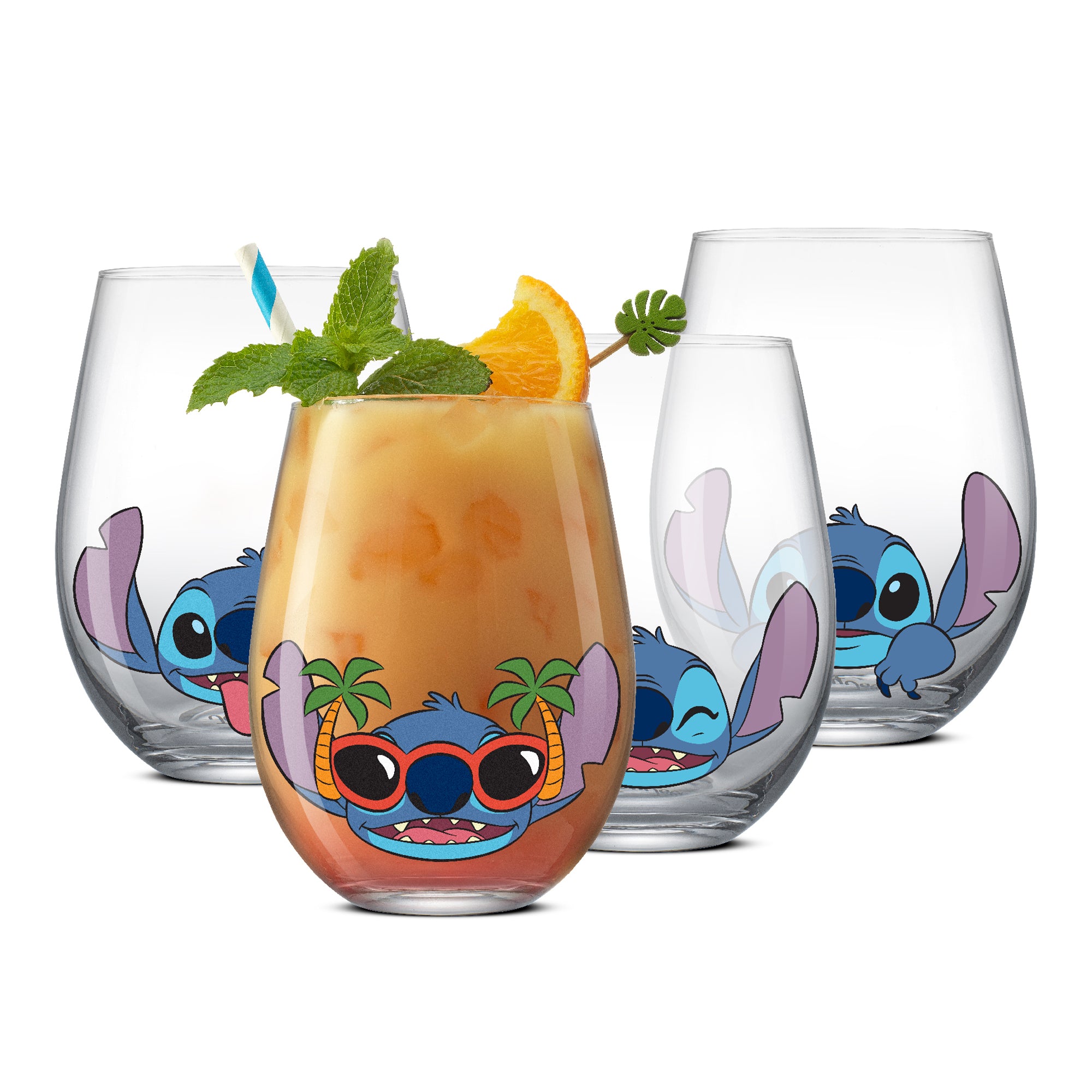 joyjolt-disney-stitch-silly-sips-stemless-drinking-glasses-set-of-4-19-oz-lead-f image 1