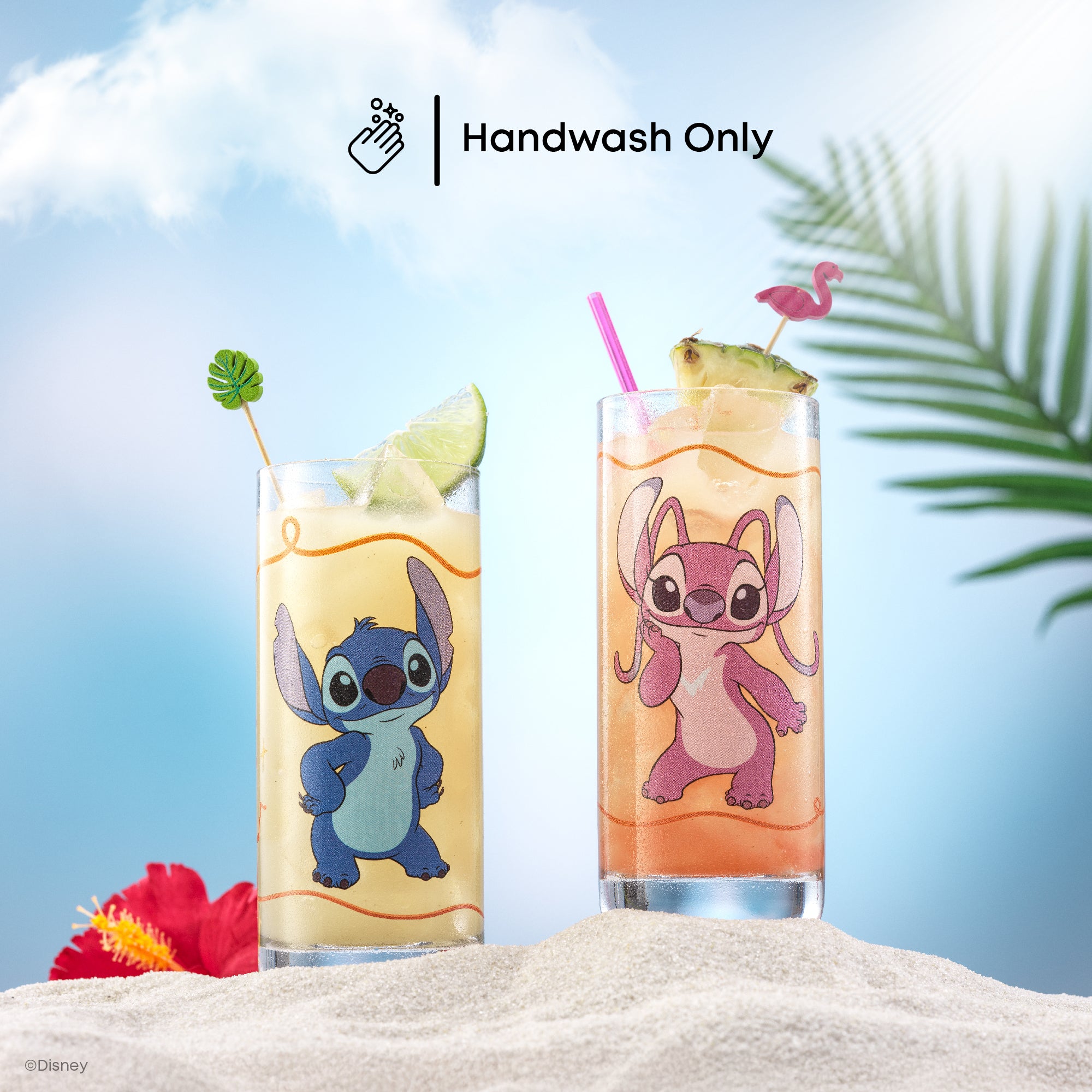 joyjolt-disney-stitch-good-times-tall-drinking-glasses-set-of-2-13oz image 4