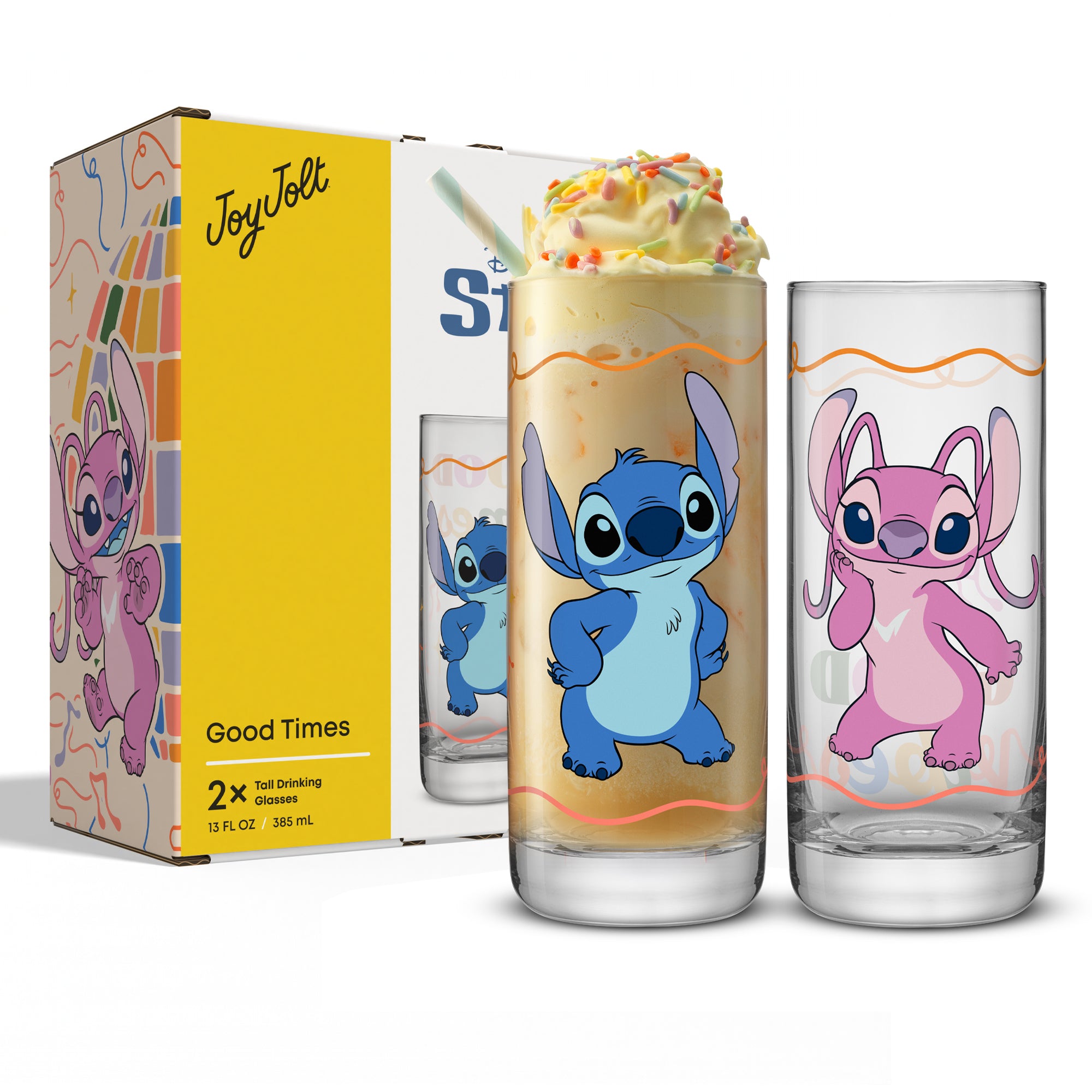 joyjolt-disney-stitch-good-times-tall-drinking-glasses-set-of-2-13oz image 7