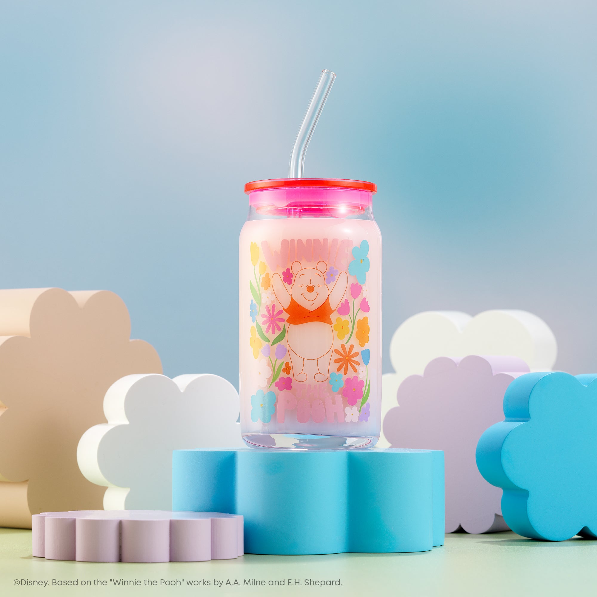 joyjolt-disney-winnie-the-pooh-friends-flower-power-tumbler-glasses-set-of-4-16- image 2