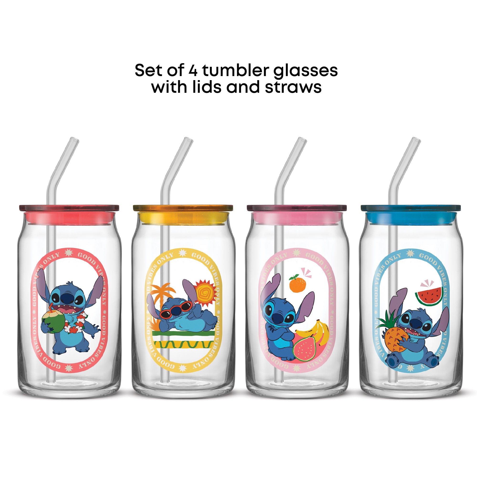 joyjolt-disney-stitch-island-vibes-tumbler-glasses-with-lids-straws-set-of-4-16o image 3