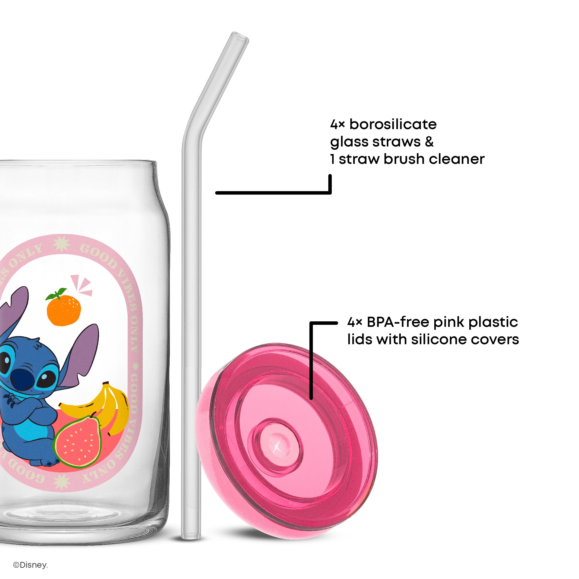 joyjolt-disney-stitch-island-vibes-tumbler-glasses-with-lids-straws-set-of-4-16o image 4
