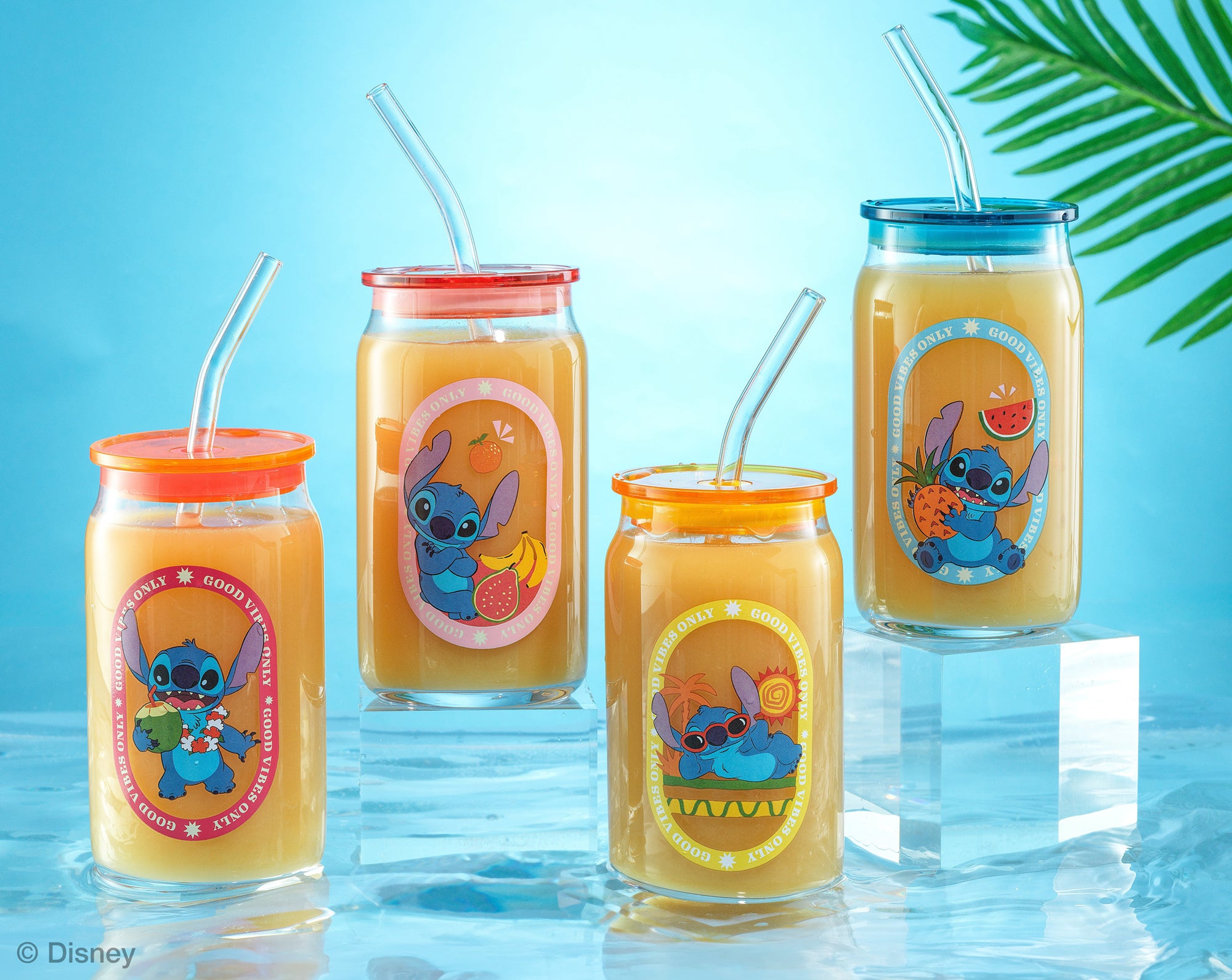joyjolt-disney-stitch-island-vibes-tumbler-glasses-with-lids-straws-set-of-4-16o image 2