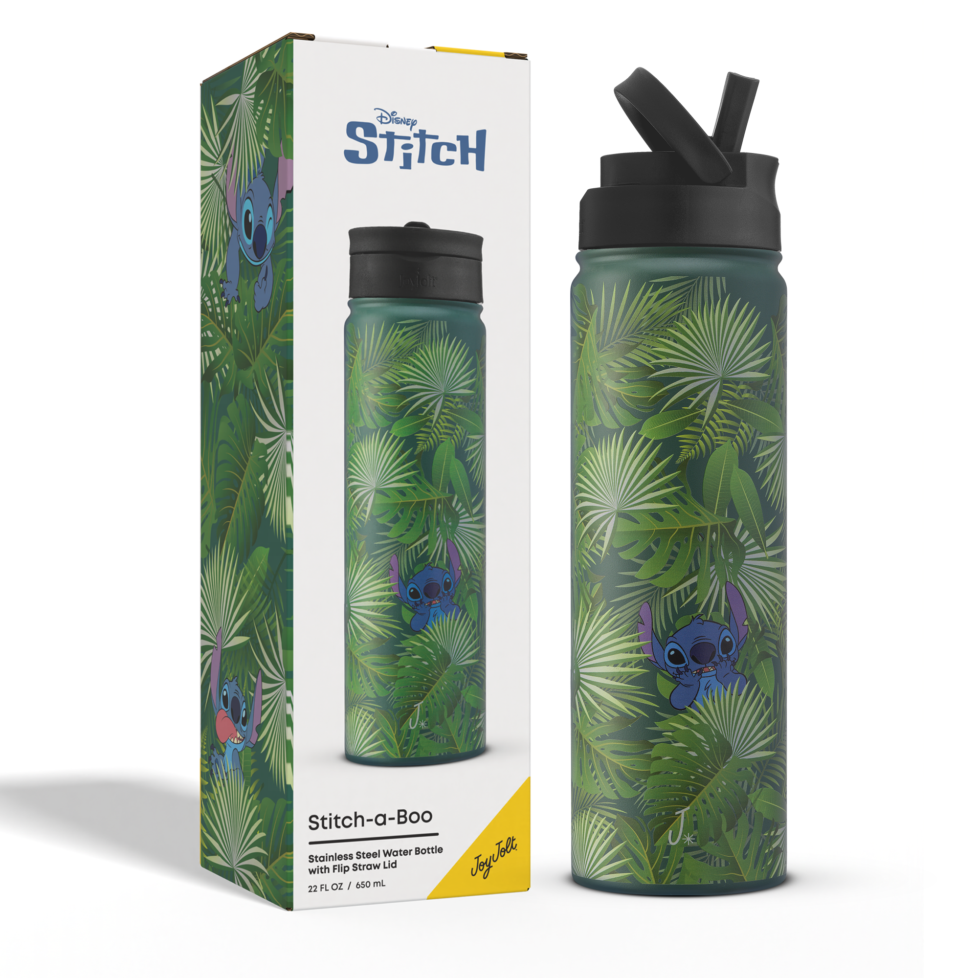 joyjolt-disney-stitch-a-boo-stainless-steel-water-bottle-22-oz image 7