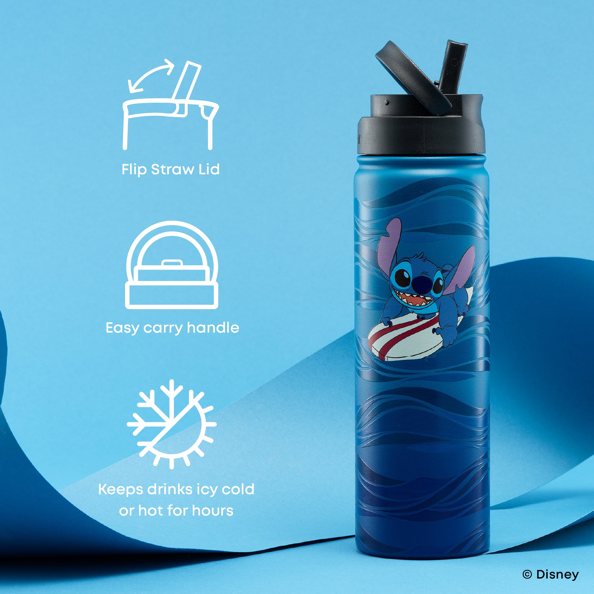 joyjolt-disney-stitch-surf-s-up-stainless-steel-water-bottle-22-oz image 4