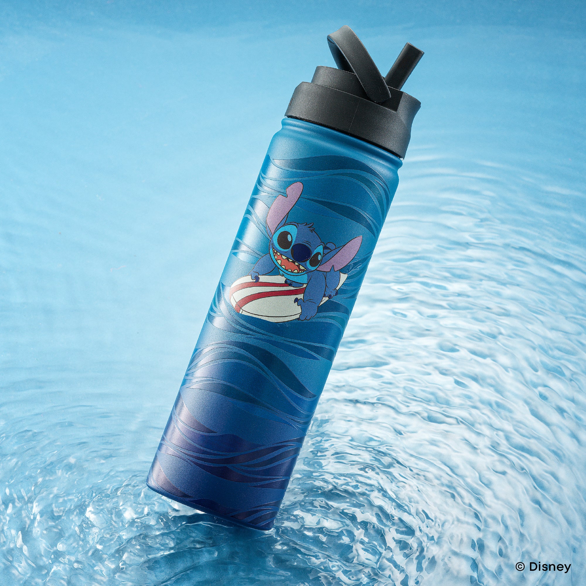 joyjolt-disney-stitch-surf-s-up-stainless-steel-water-bottle-22-oz image 2