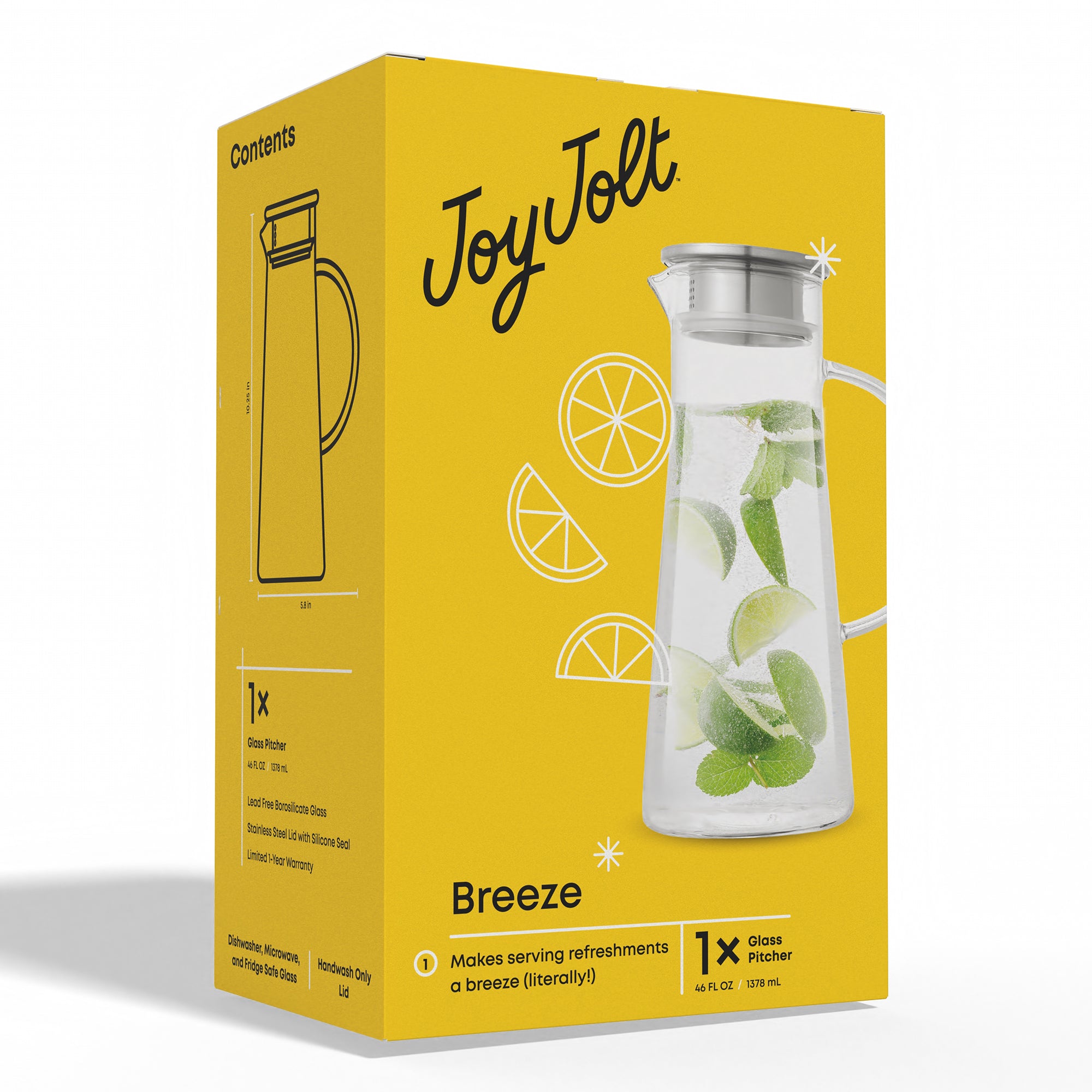 joyjolt-breeze-glass-drink-water-pitcher-with-stainless-steel-lid-46-oz image 8