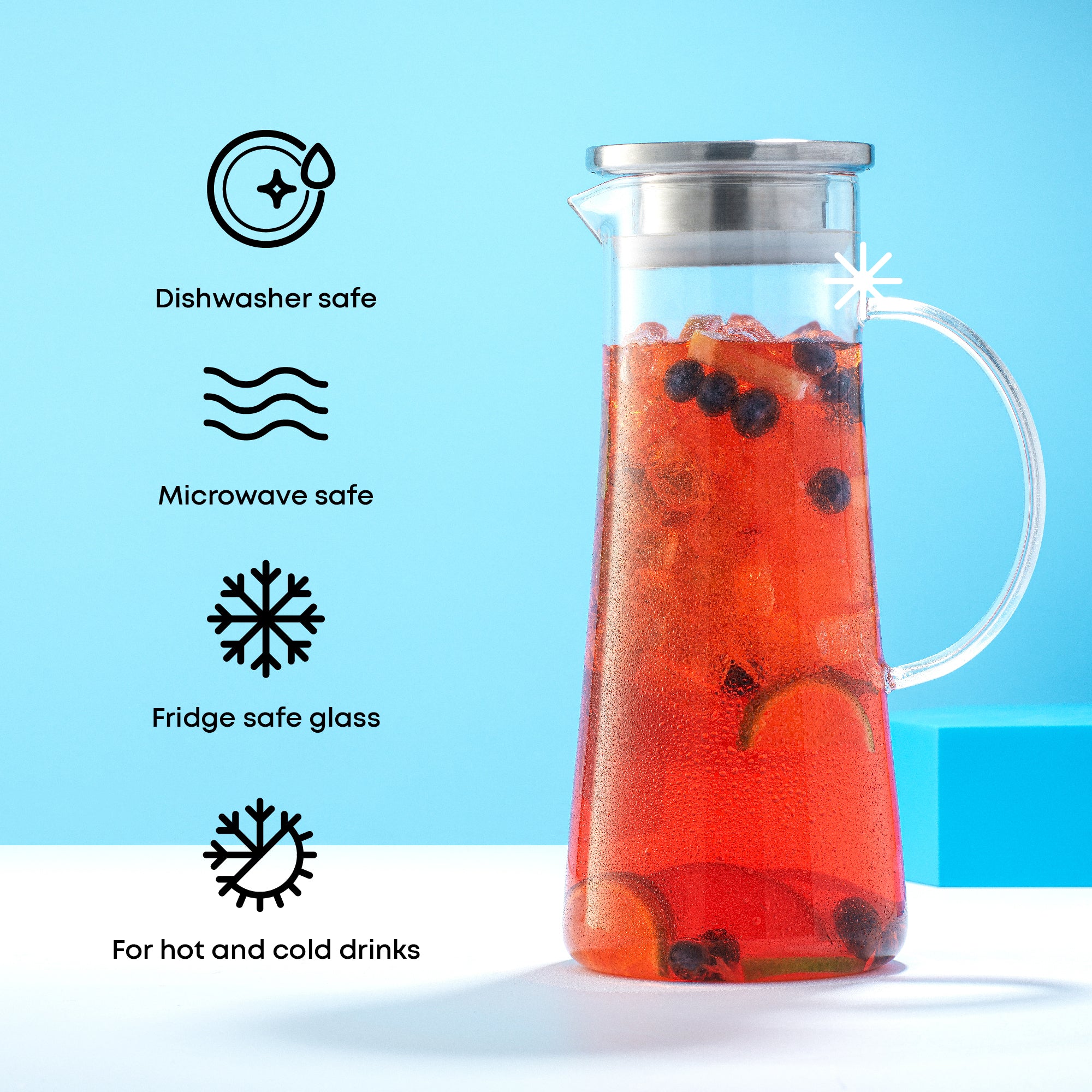 joyjolt-breeze-glass-drink-water-pitcher-with-stainless-steel-lid-46-oz image 4