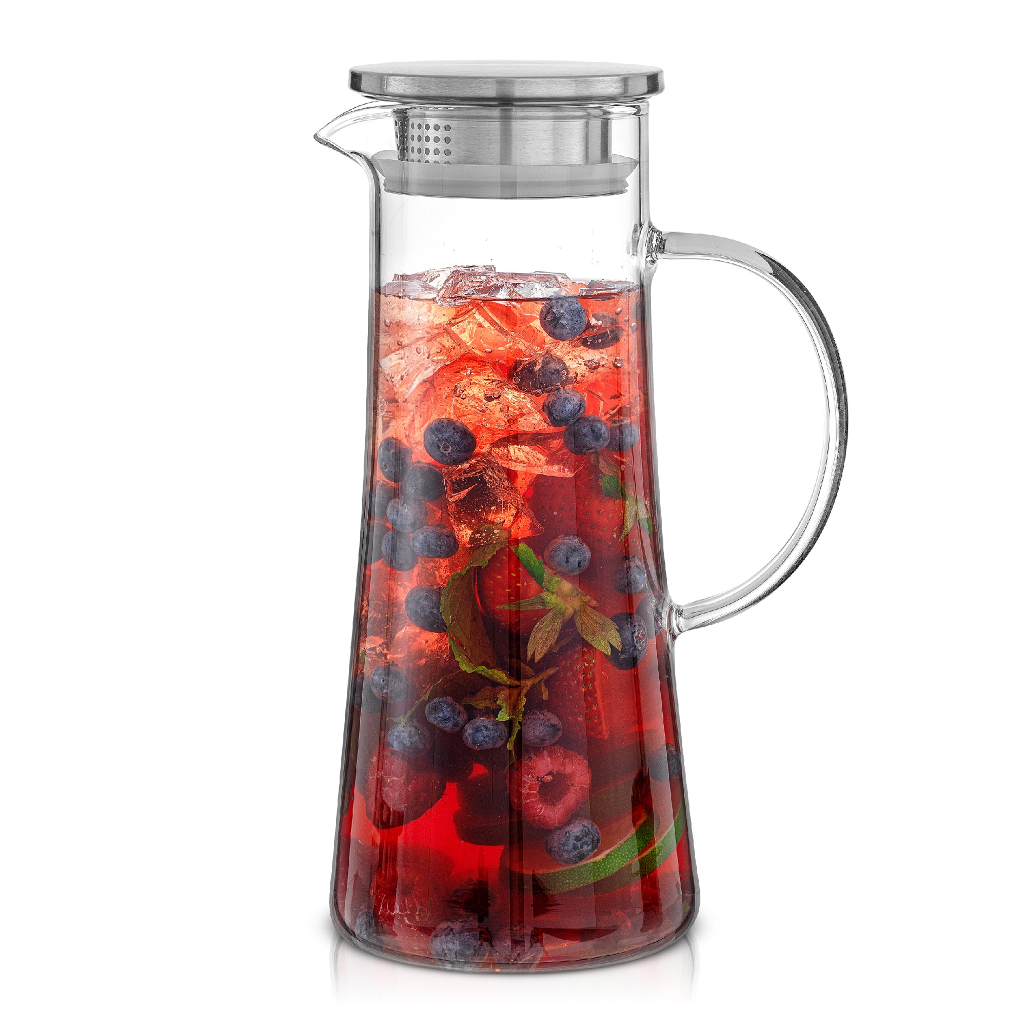 joyjolt-breeze-glass-drink-water-pitcher-with-stainless-steel-lid-46-oz image 1