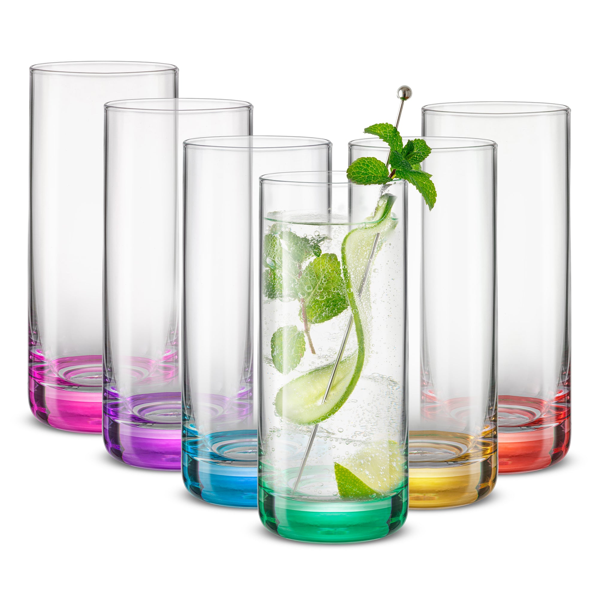 joyjolt-hue-colorful-highball-drinking-glasses-set-of-6-13-oz-lead-free-glass-di image 1