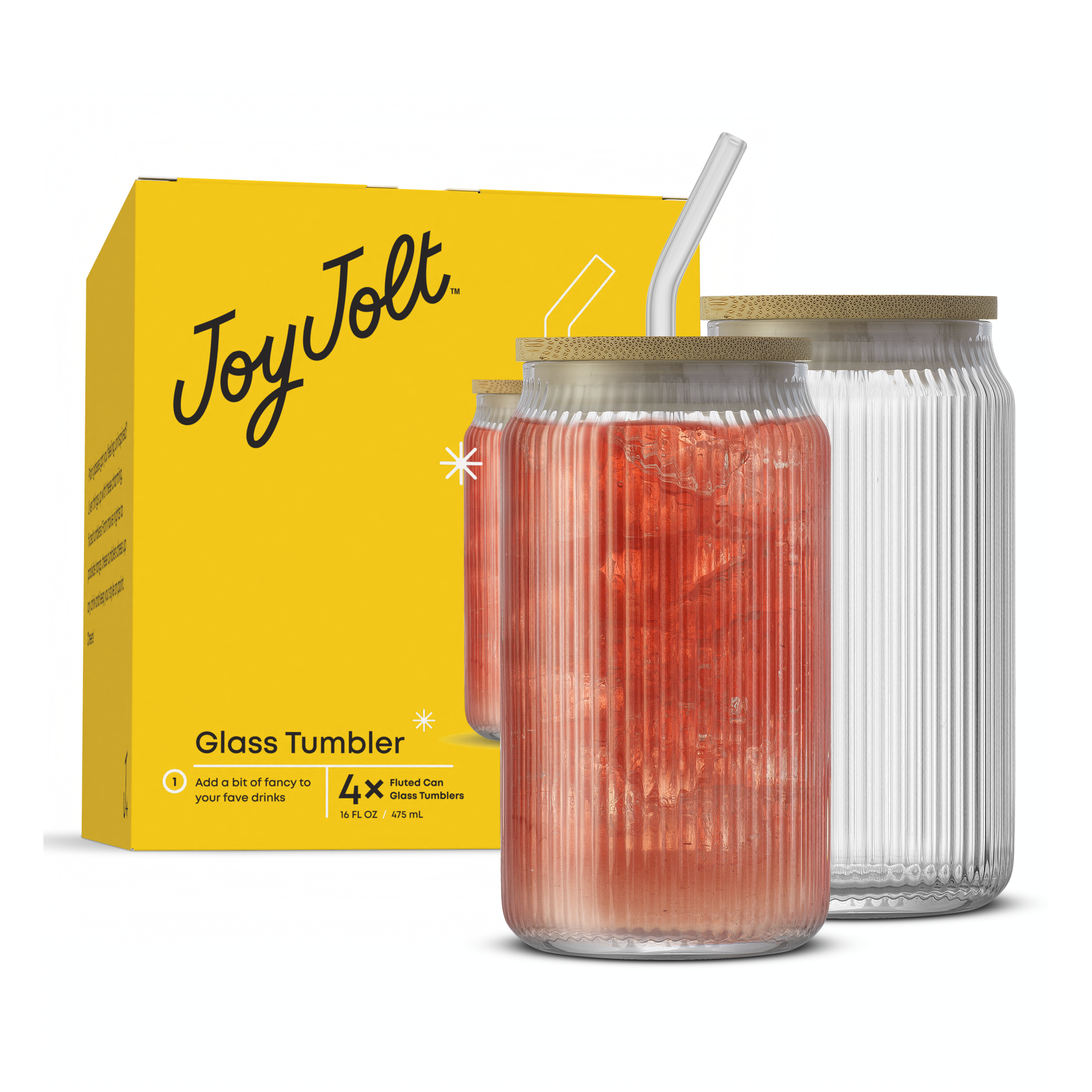 joyjolt-fluted-glass-tumblers-with-bamboo-lids-and-straws-set-of-4 image 8