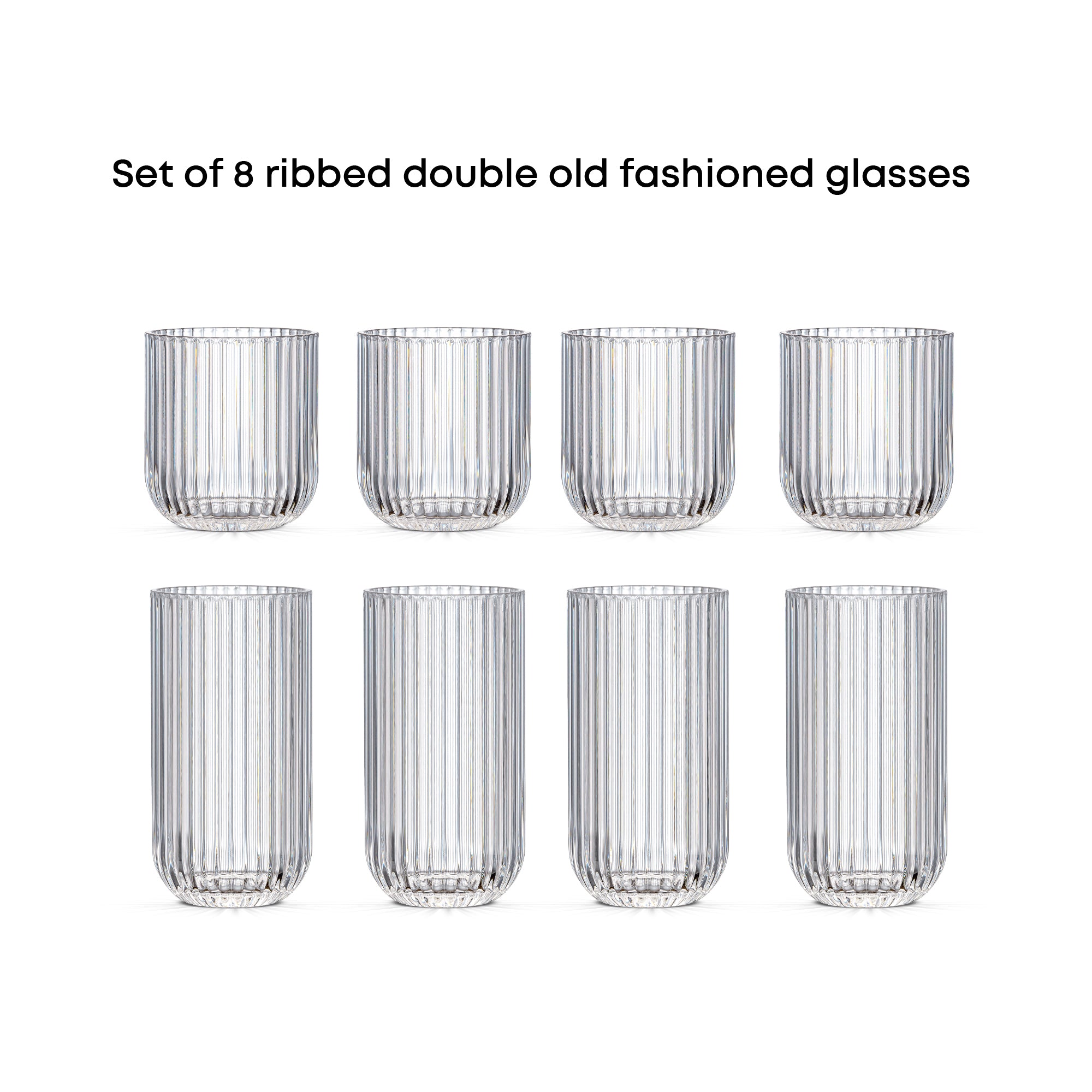 joyjolt-lotus-ribbed-drinking-glasses-set-of-8-4-tall-4-short-lead-free-dishwash image 5