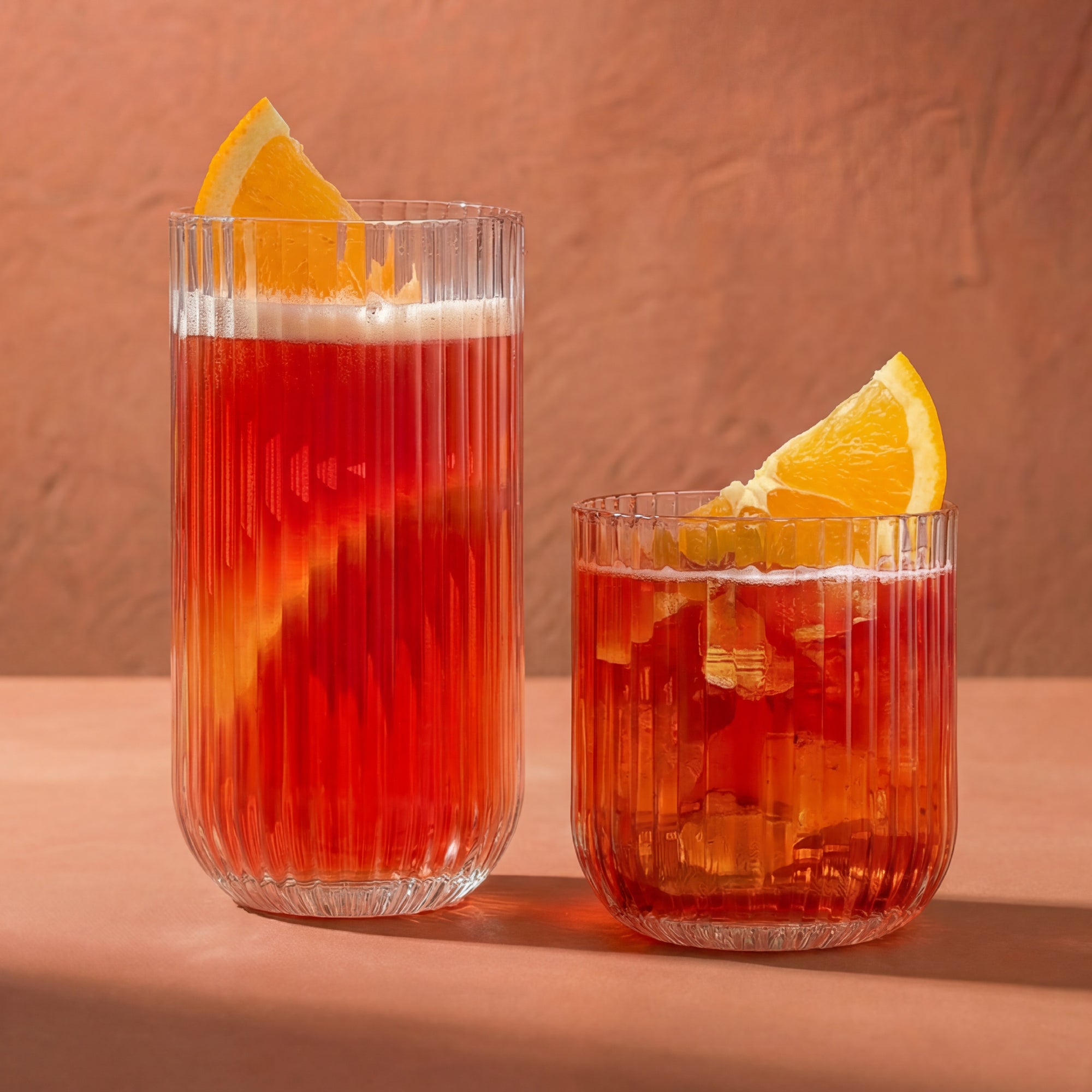 joyjolt-lotus-ribbed-drinking-glasses-set-of-8-4-tall-4-short-lead-free-dishwash image 2