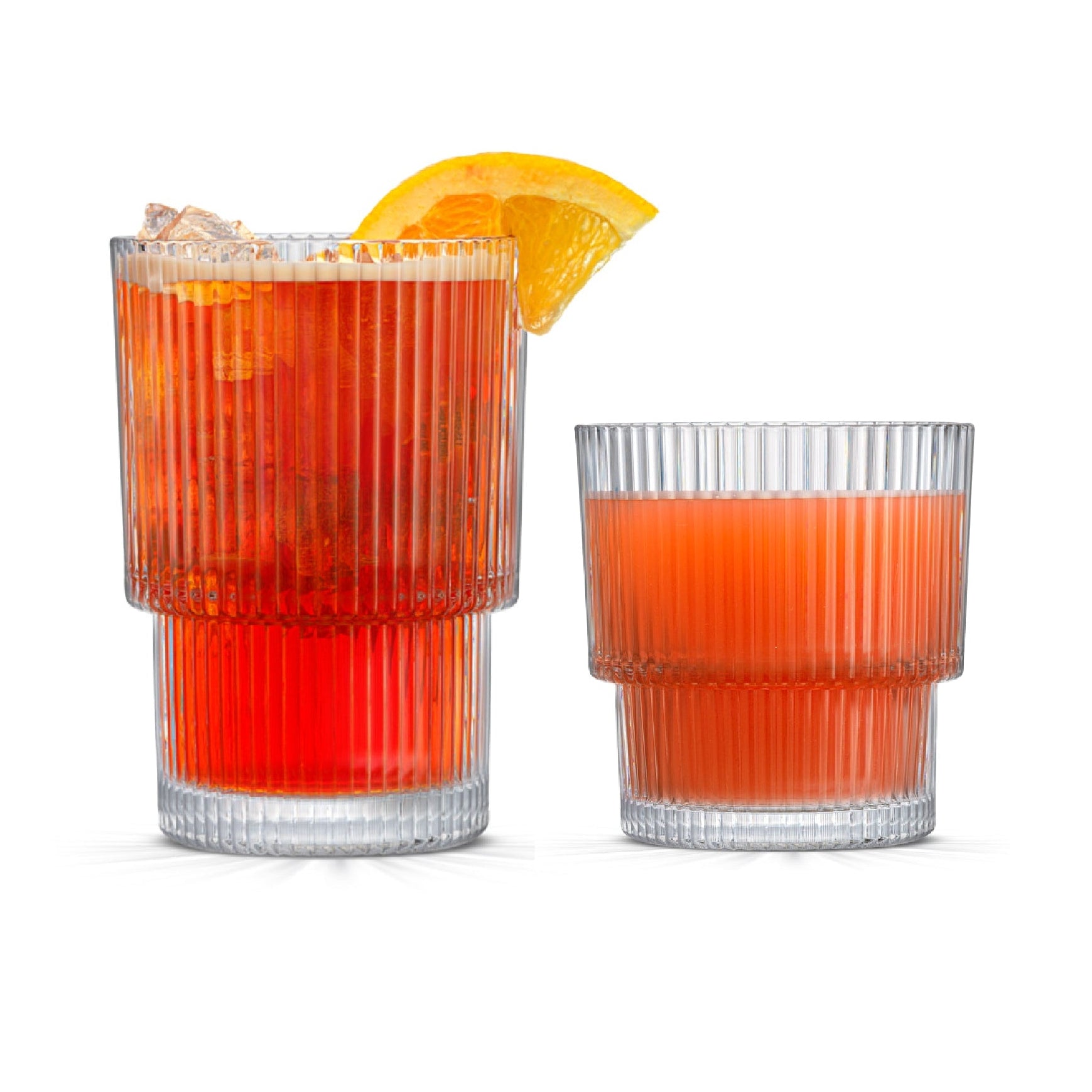 joyjolt-bloom-ribbed-drinking-glasses-set-of-12-6-tall-16-oz-6-short-12-oz image 1