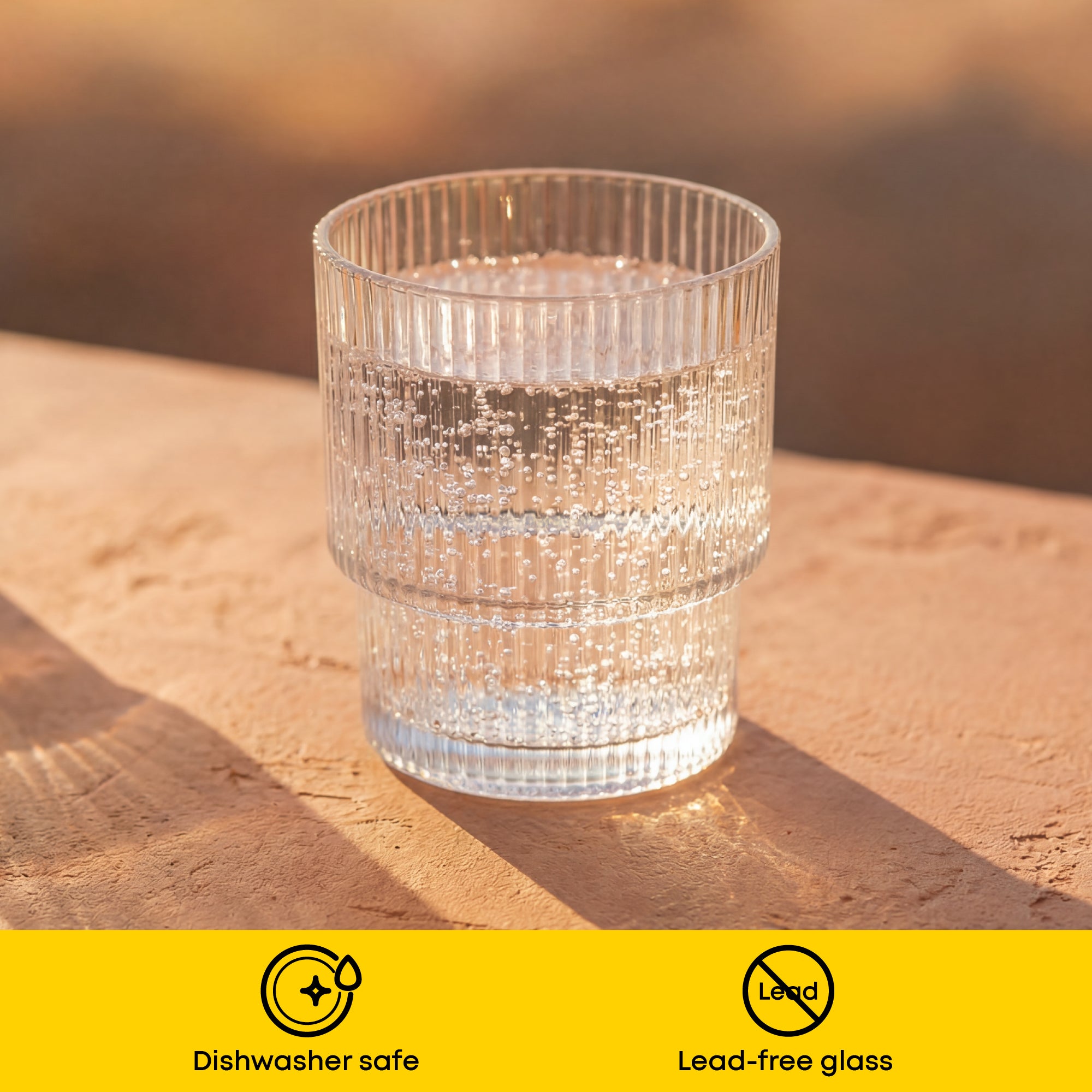 joyjolt-bloom-ribbed-drinking-glasses-set-of-12-6-tall-16-oz-6-short-12-oz image 7
