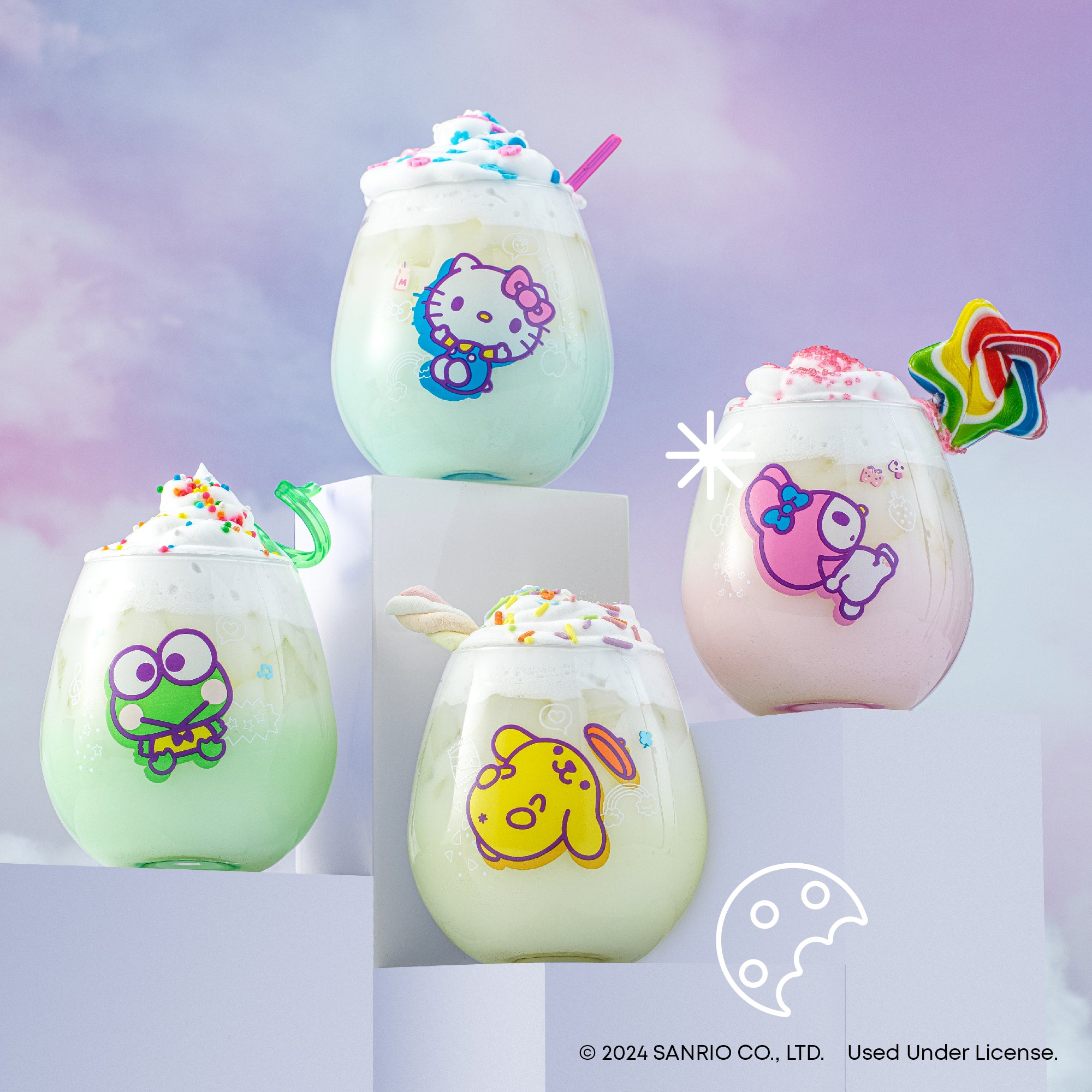 joyjolt-hello-kitty-friends-above-the-clouds-stemless-drinking-glasses-set-of-4 image 2