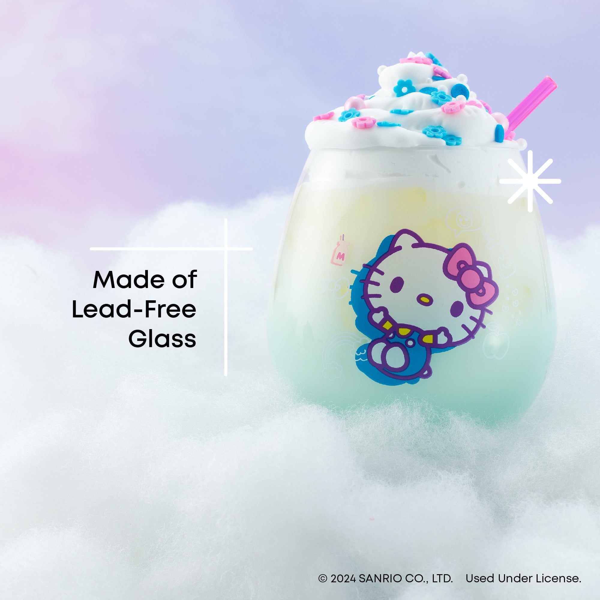 joyjolt-hello-kitty-friends-above-the-clouds-stemless-drinking-glasses-set-of-4 image 4