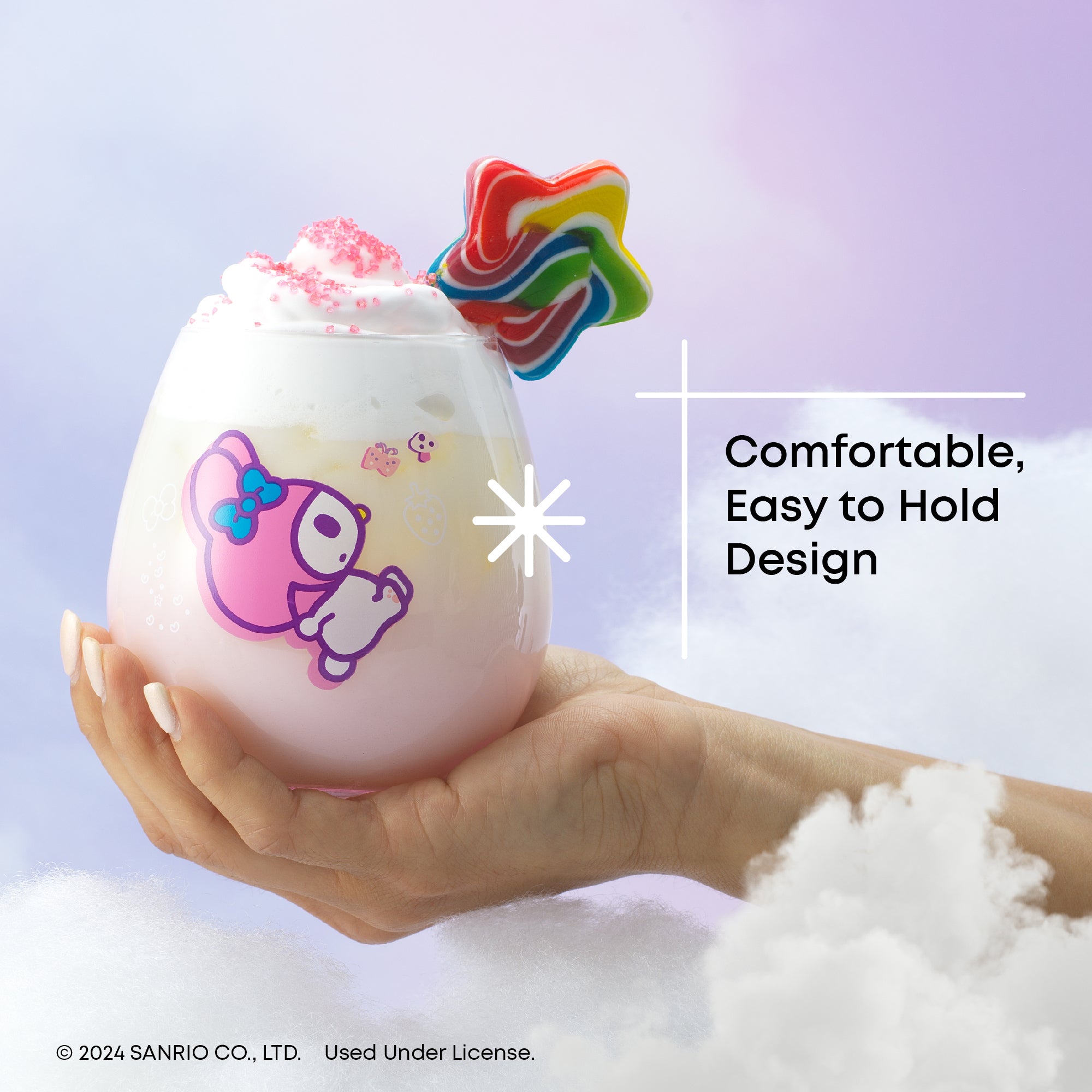 joyjolt-hello-kitty-friends-above-the-clouds-stemless-drinking-glasses-set-of-4 image 5
