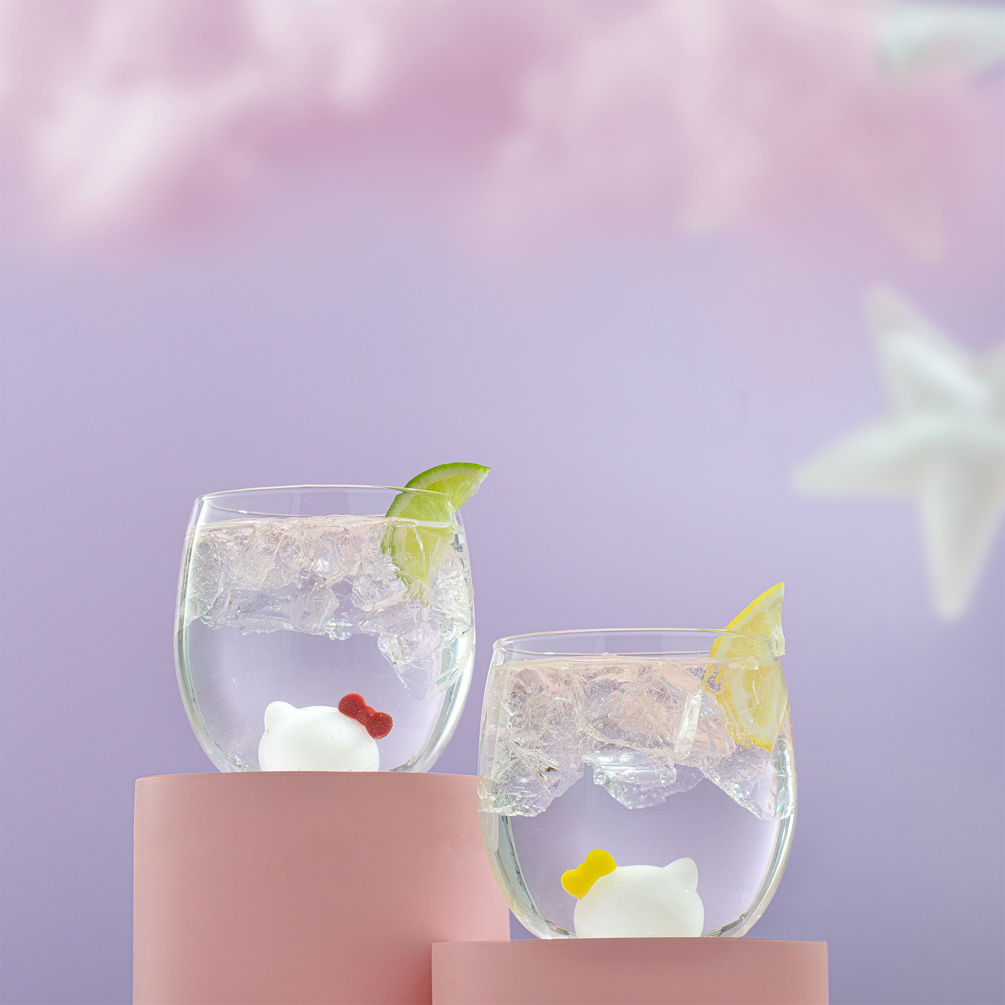 joyjolt-hello-kitty-and-mimmy-3d-icon-short-drinking-glasses-set-of-2 image 2