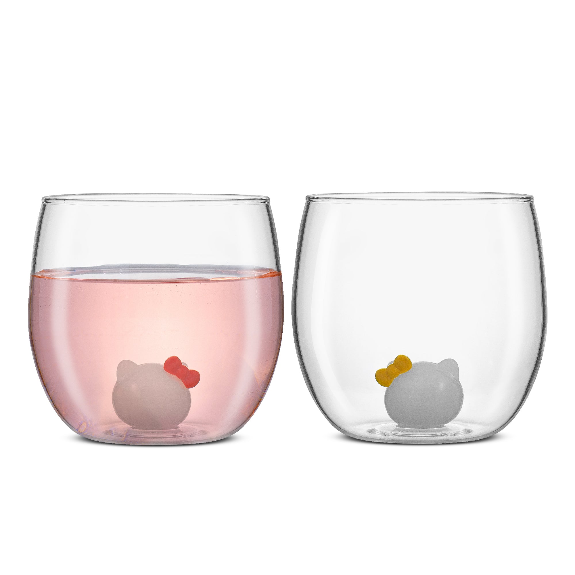 joyjolt-hello-kitty-and-mimmy-3d-icon-short-drinking-glasses-set-of-2 image 1