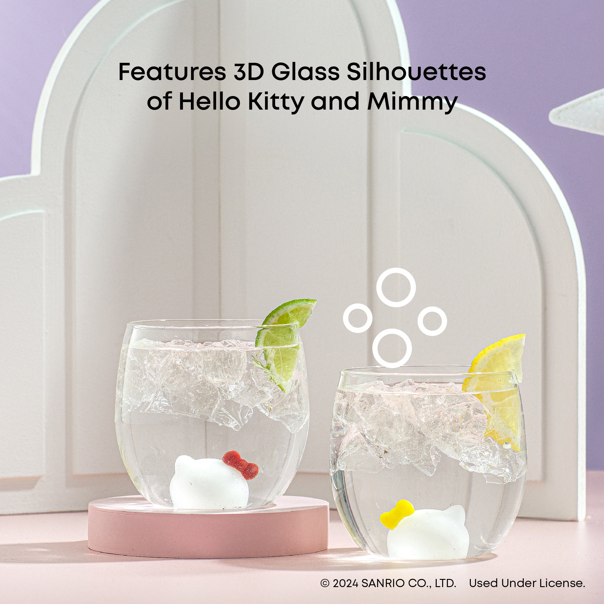 joyjolt-hello-kitty-and-mimmy-3d-icon-short-drinking-glasses-set-of-2 image 5