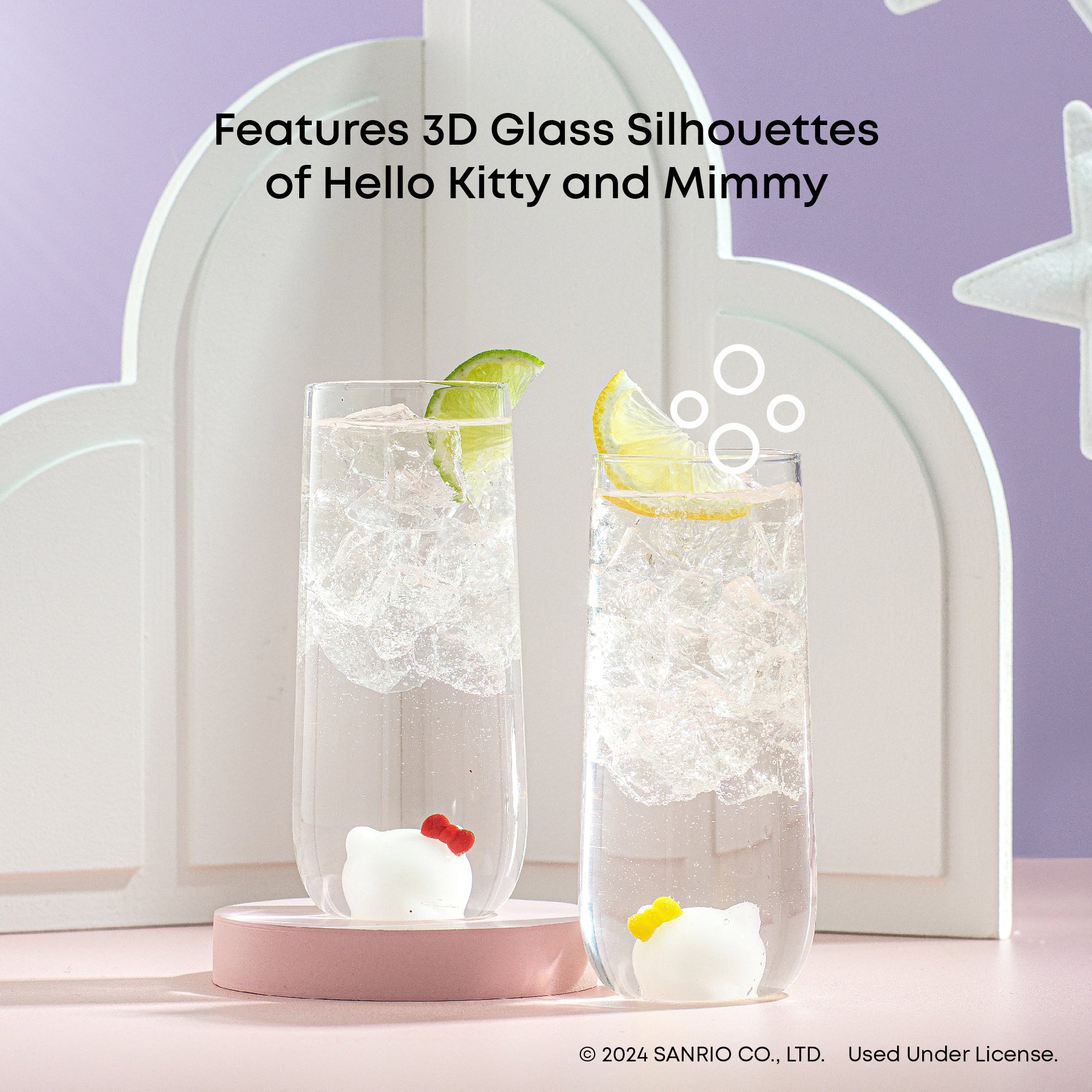 joyjolt-hello-kitty-and-mimmy-3d-icon-tall-drinking-glasses-lead-free-borosilica image 5