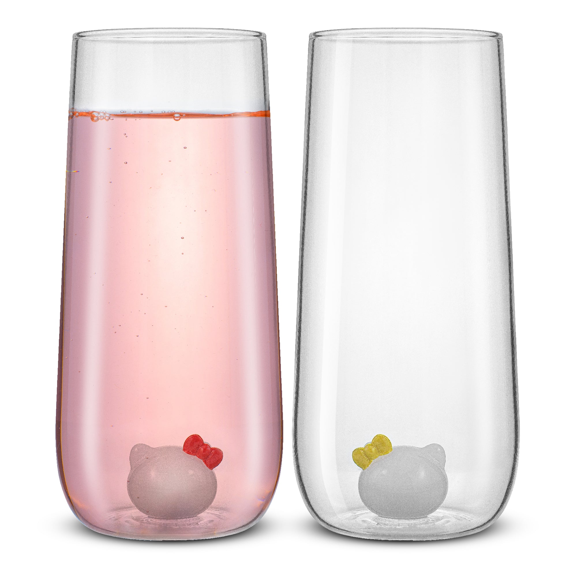joyjolt-hello-kitty-and-mimmy-3d-icon-tall-drinking-glasses-lead-free-borosilica image 1