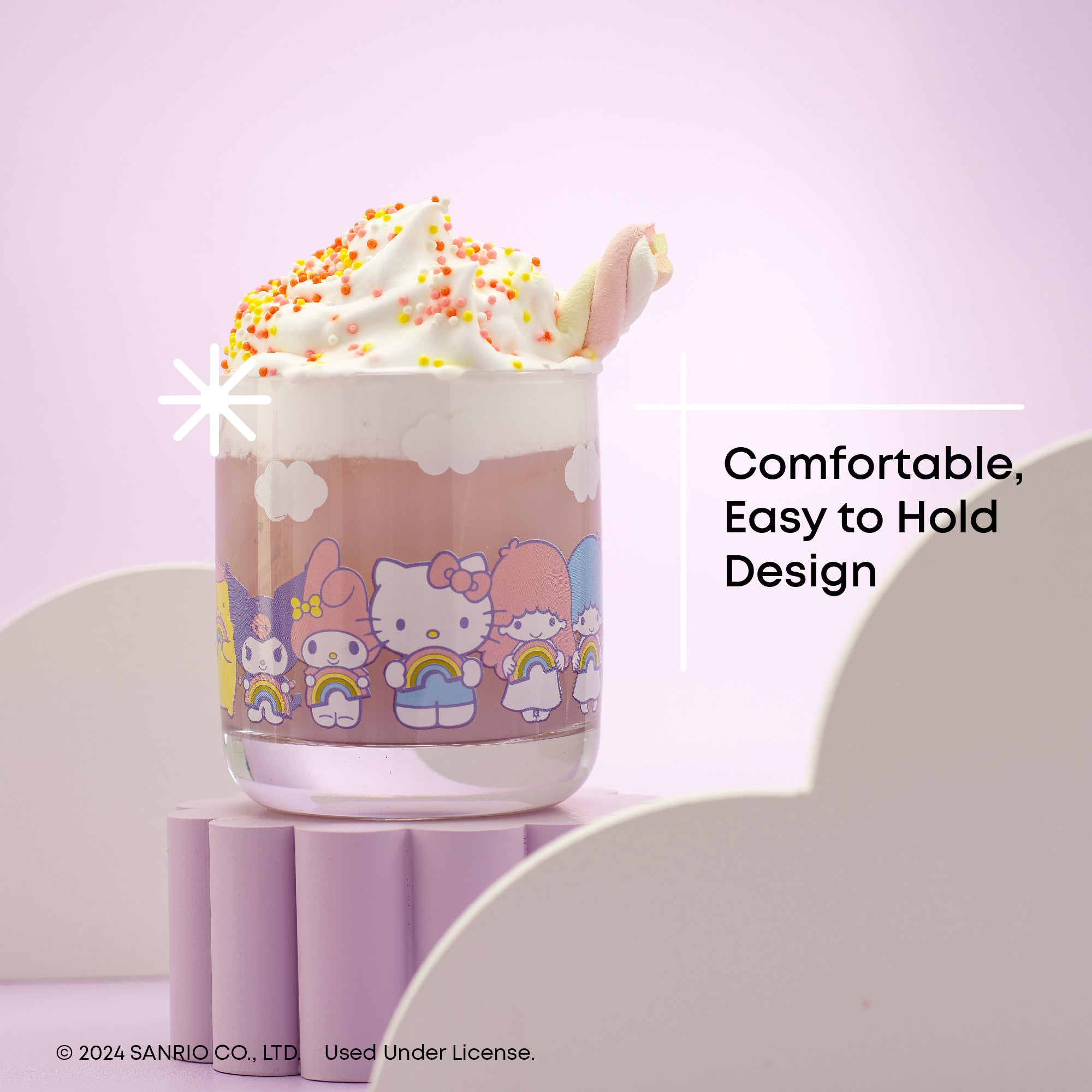 joyjolt-hello-kitty-and-friends-rainbow-short-drinking-glasses-set-of-4 image 3