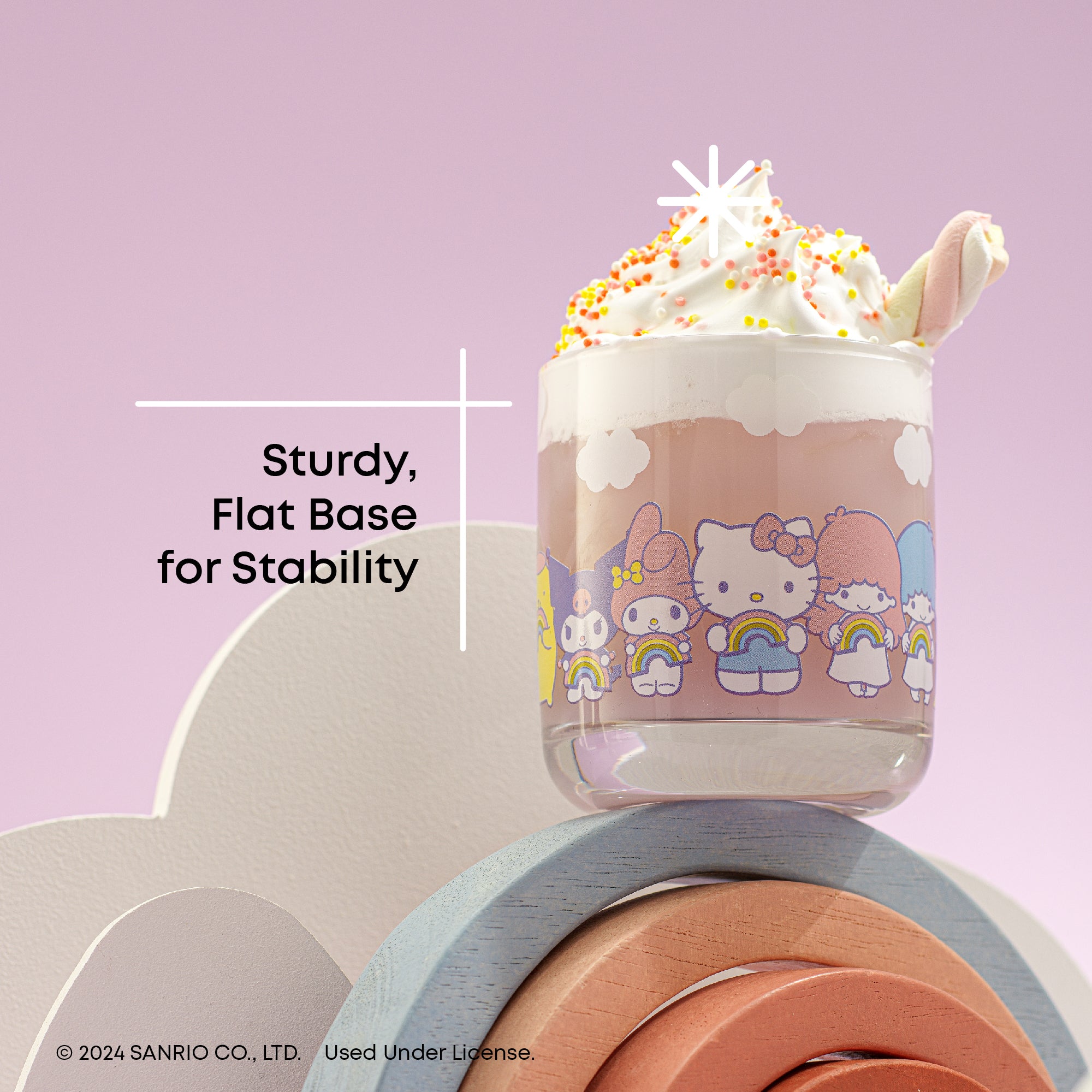 joyjolt-hello-kitty-and-friends-rainbow-short-drinking-glasses-set-of-4 image 4