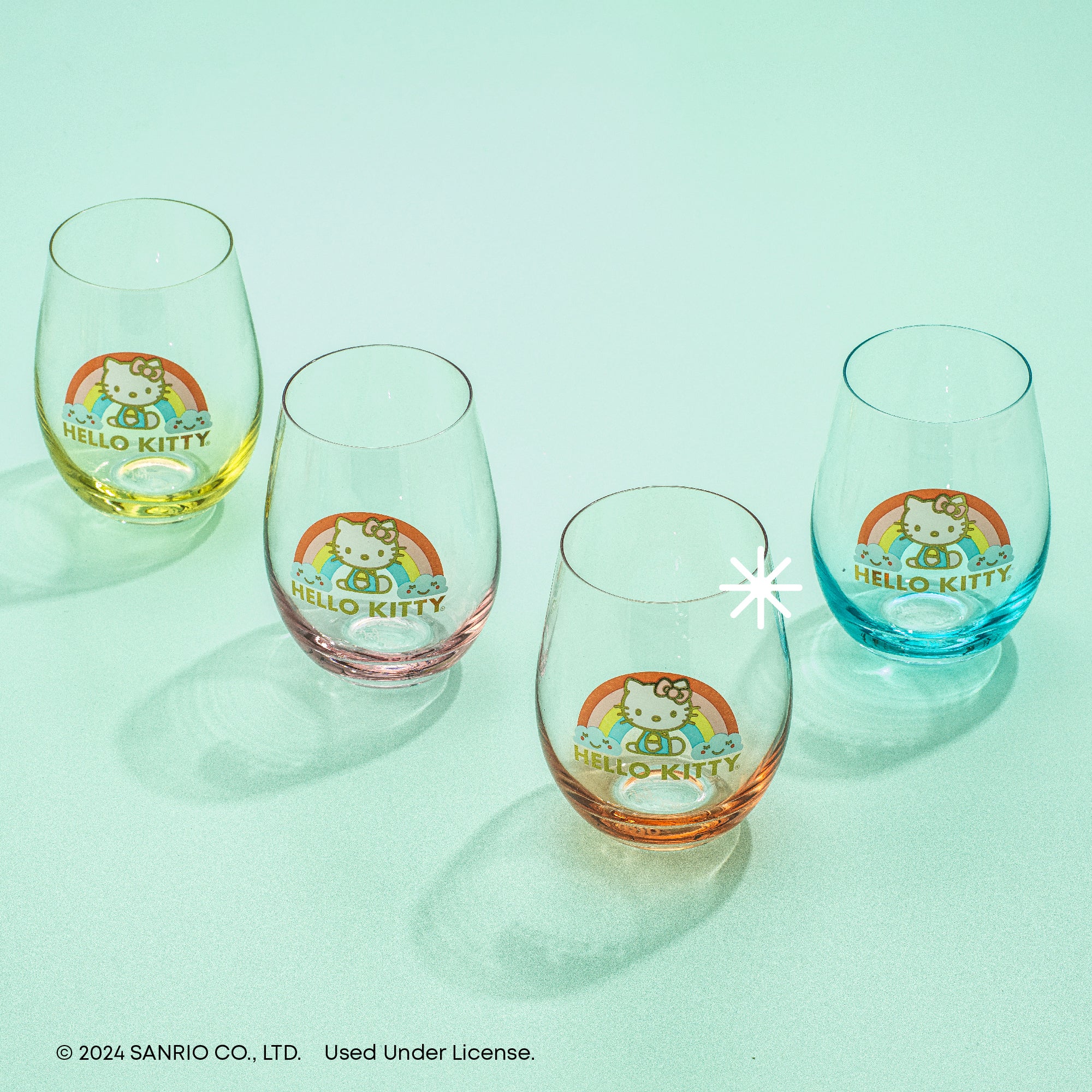 joyjolt-hello-kitty-sweet-rainbow-stemless-drinking-glasses-set-of-4 image 2