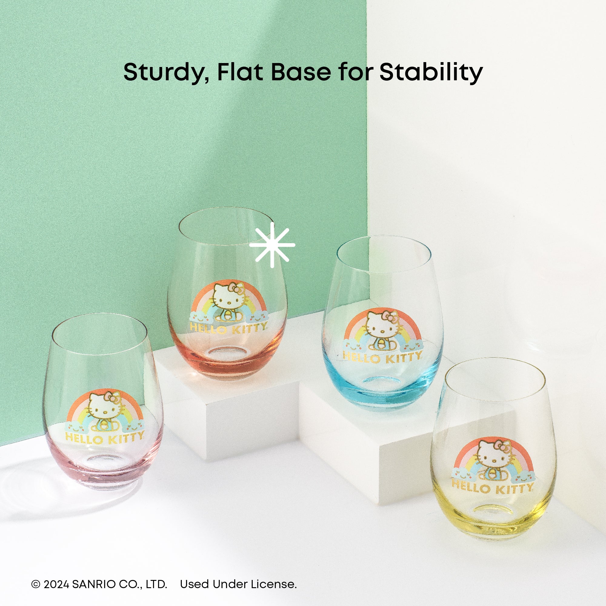 joyjolt-hello-kitty-sweet-rainbow-stemless-drinking-glasses-set-of-4 image 6