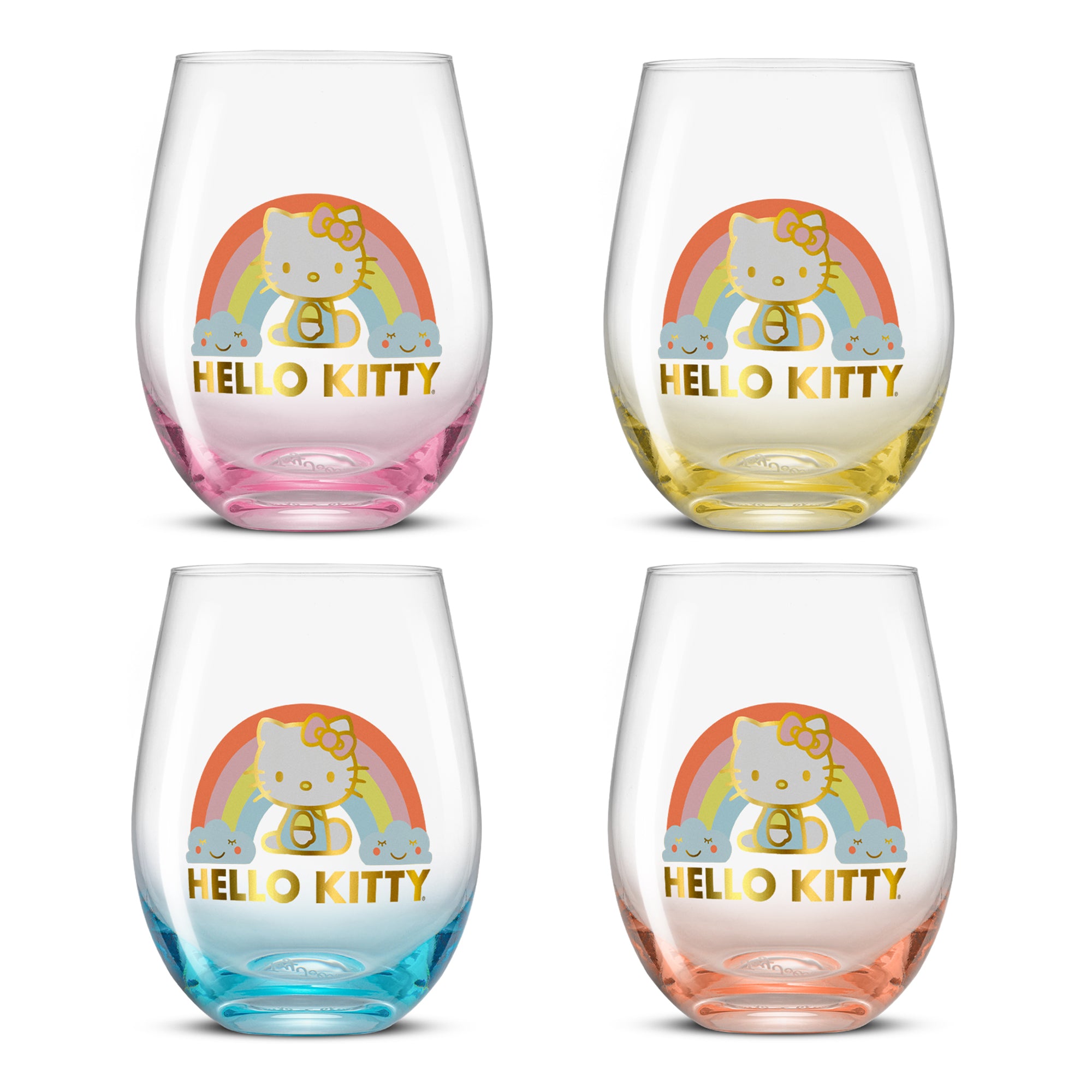 joyjolt-hello-kitty-sweet-rainbow-stemless-drinking-glasses-set-of-4 image 1