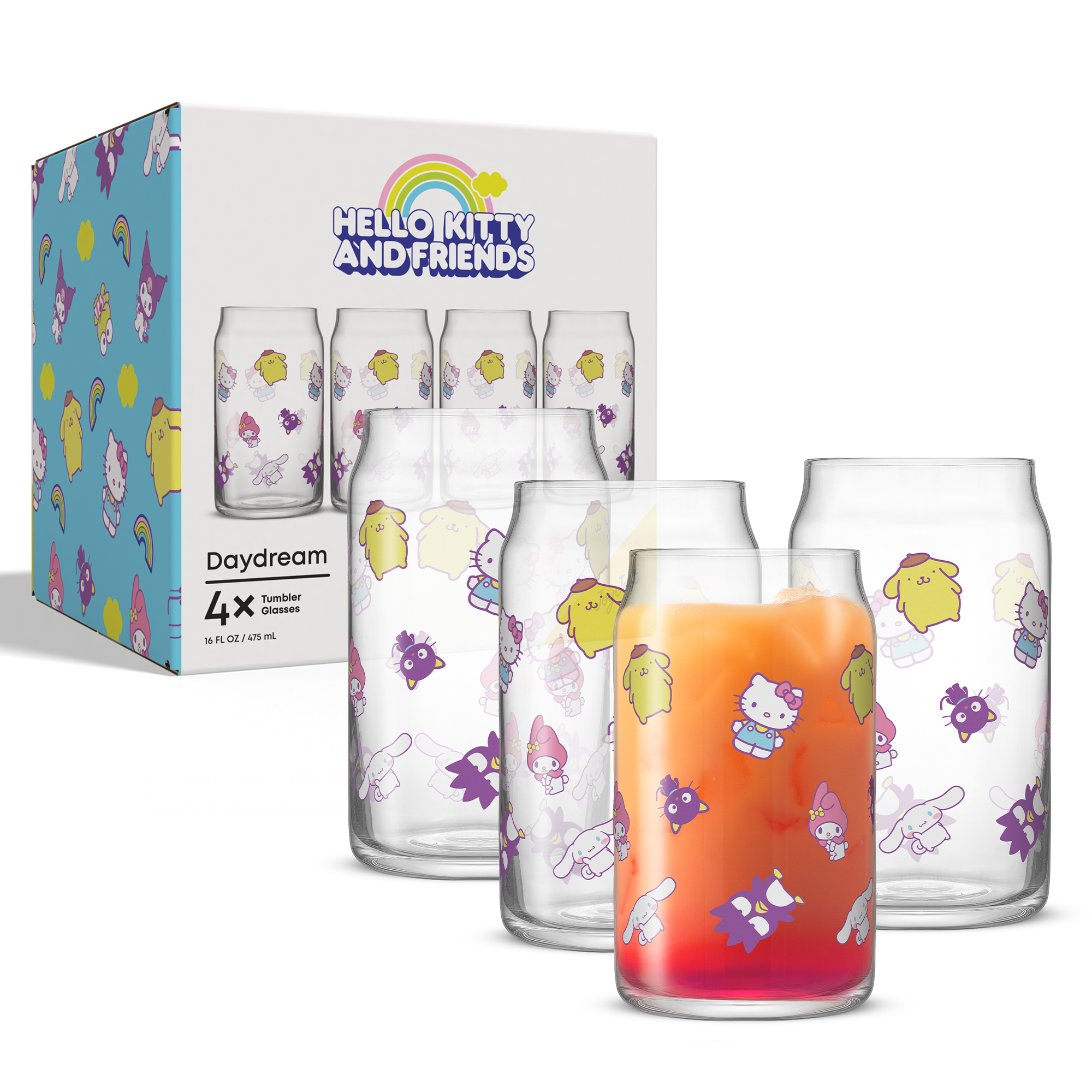 joyjolt-hello-kitty-and-friends-daydream-tumbler-glasses-set-of-4-16-oz image 6