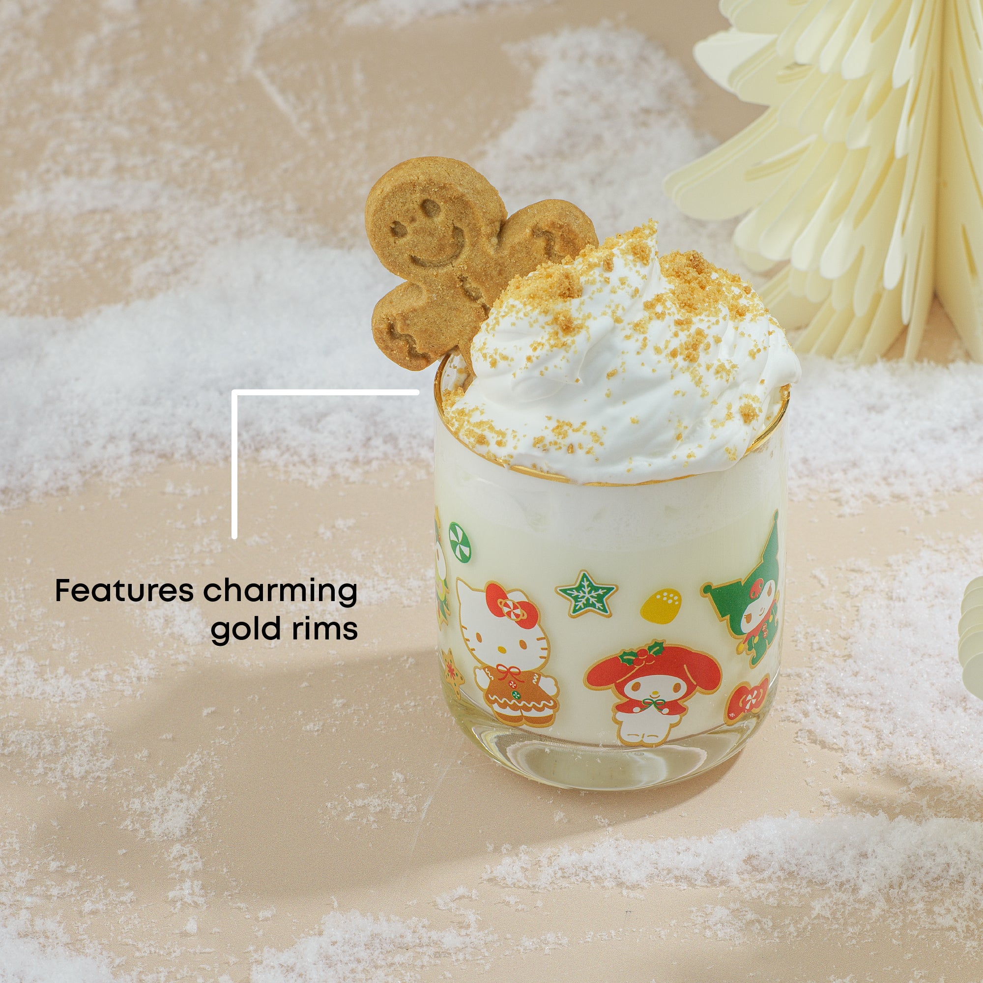 joyjolt-hello-kitty-and-friends-gingerbread-pals-short-glasses-set-of-4-10-oz image 4