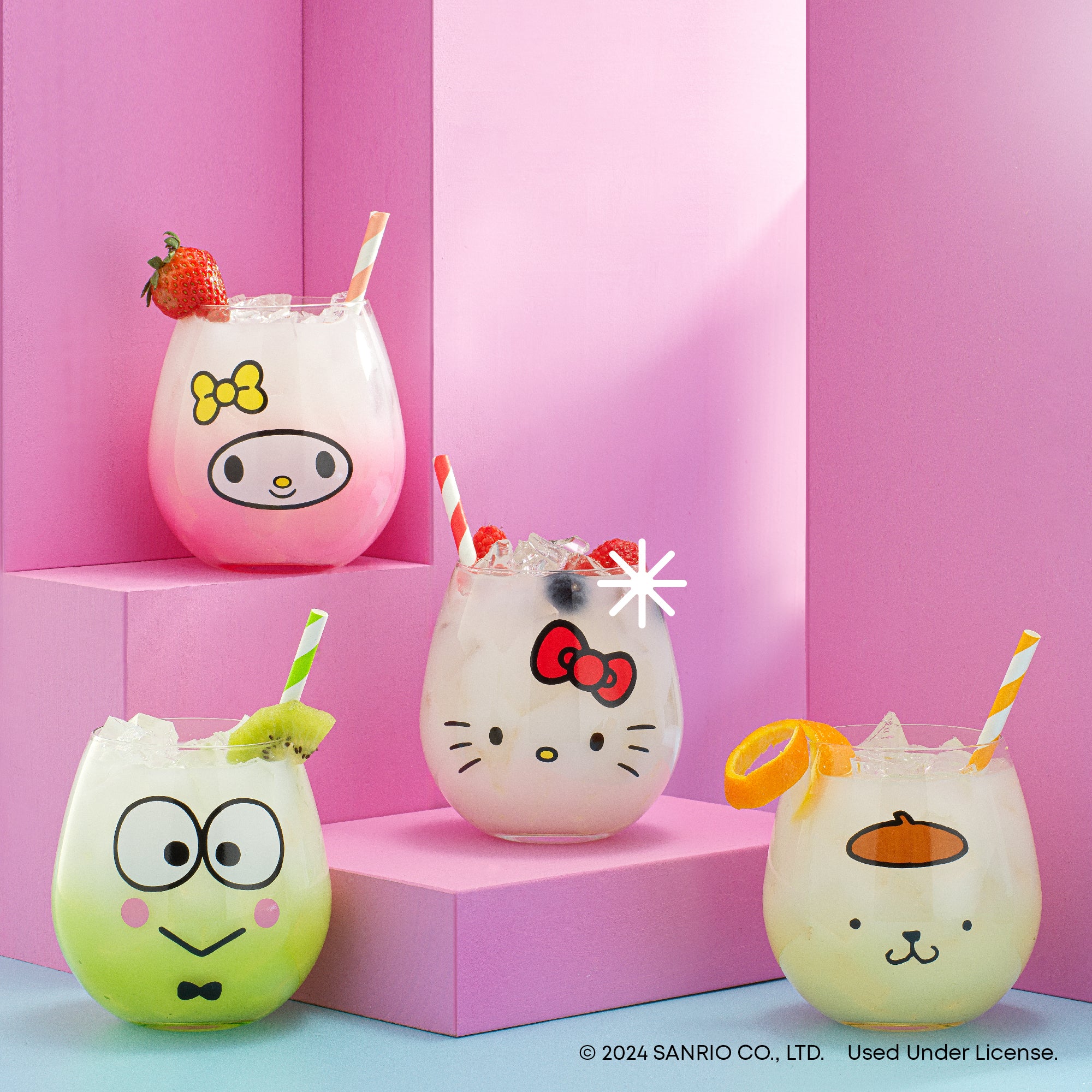 joyjolt-hello-kitty-and-friends-hello-sippy-stemless-drinking-glasses-set-of-4 image 2