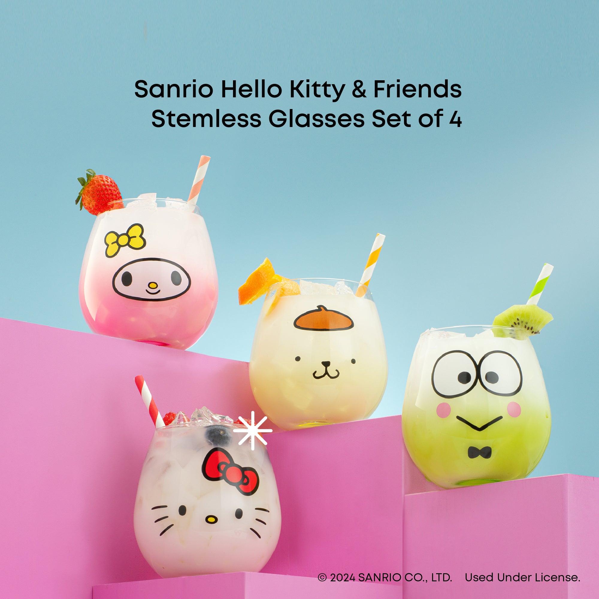 joyjolt-hello-kitty-and-friends-hello-sippy-stemless-drinking-glasses-set-of-4 image 3
