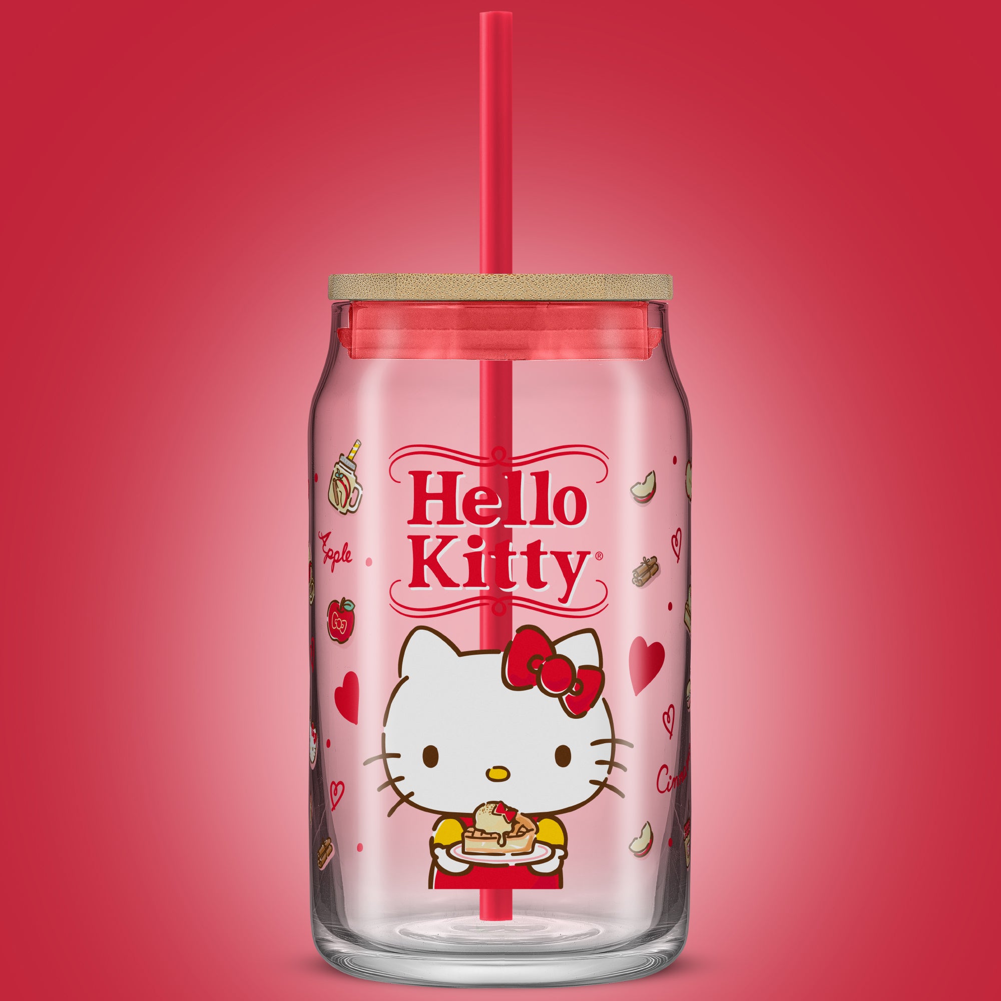 hello-kitty-and-friends-favorite-flavor-glass-tumbler-with-bamboo-lid-and-straw- image 2