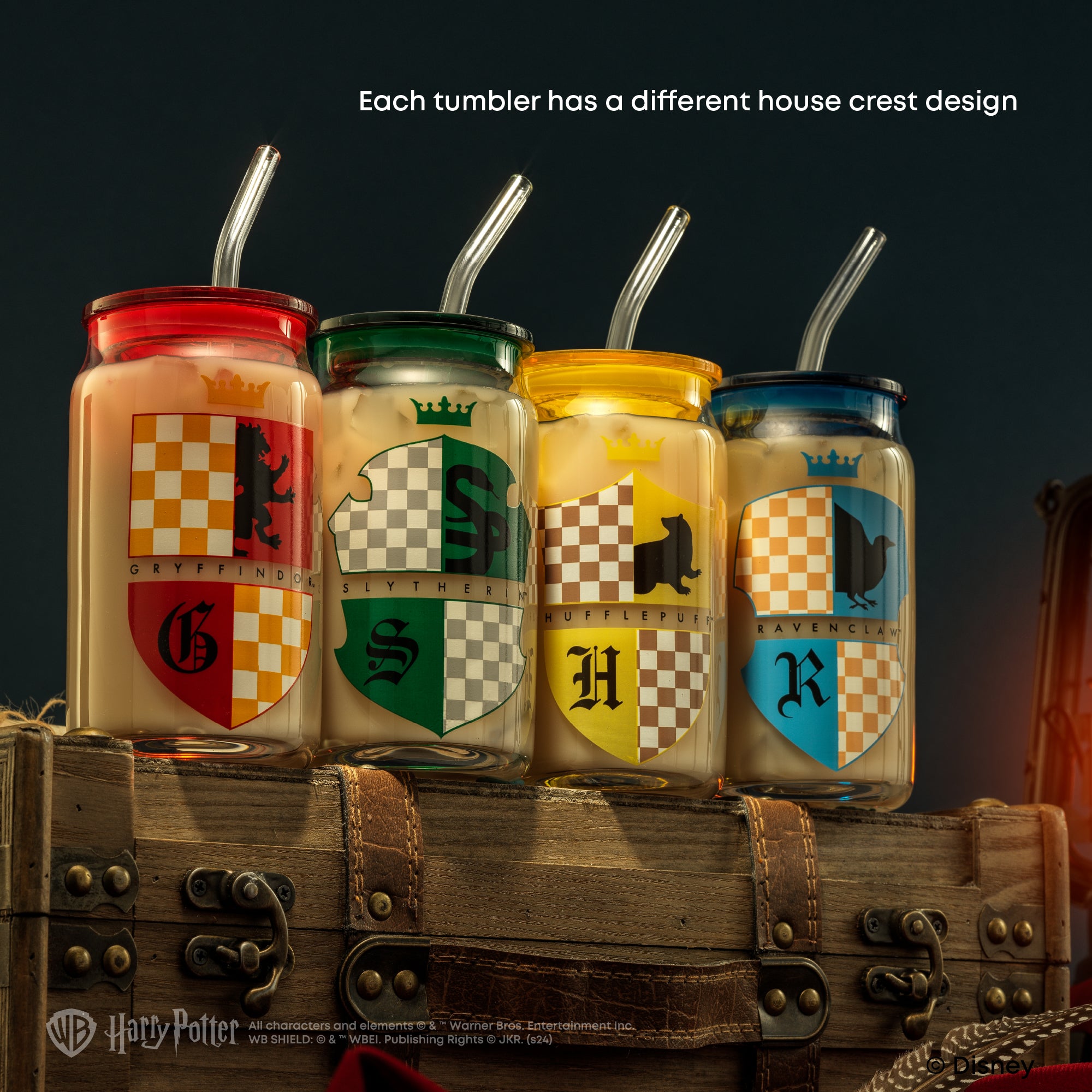 joyjolt-harry-potter-house-crests-tumbler-glasses-with-lids-set-of-4-16-oz image 3