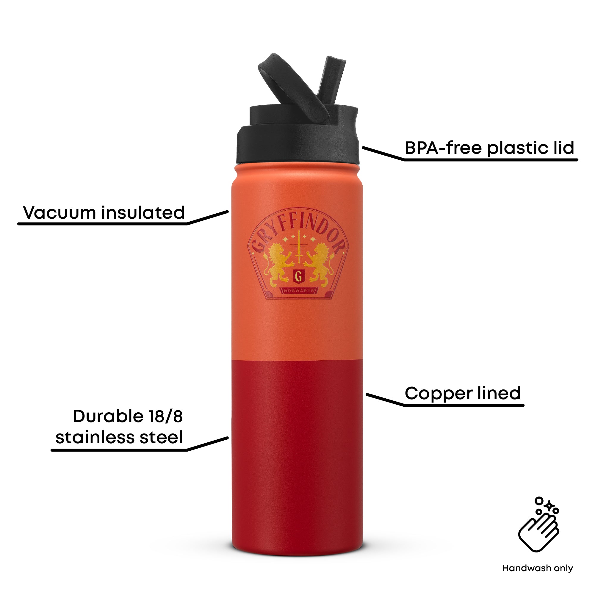 joyjolt-harry-potter-gryffindor-stainless-steel-water-bottle-22-oz image 3