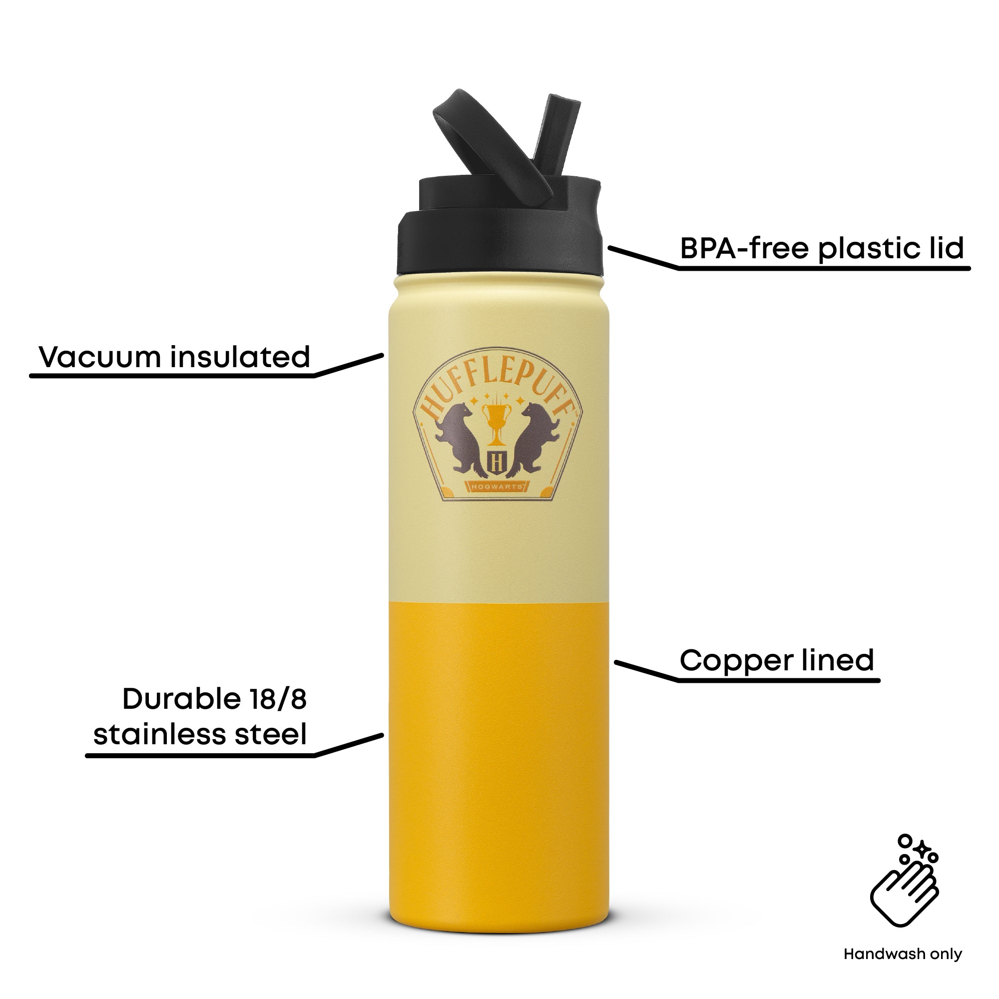 joyjolt-harry-potter-hufflepuff-stainless-steel-water-bottle-22-oz image 3