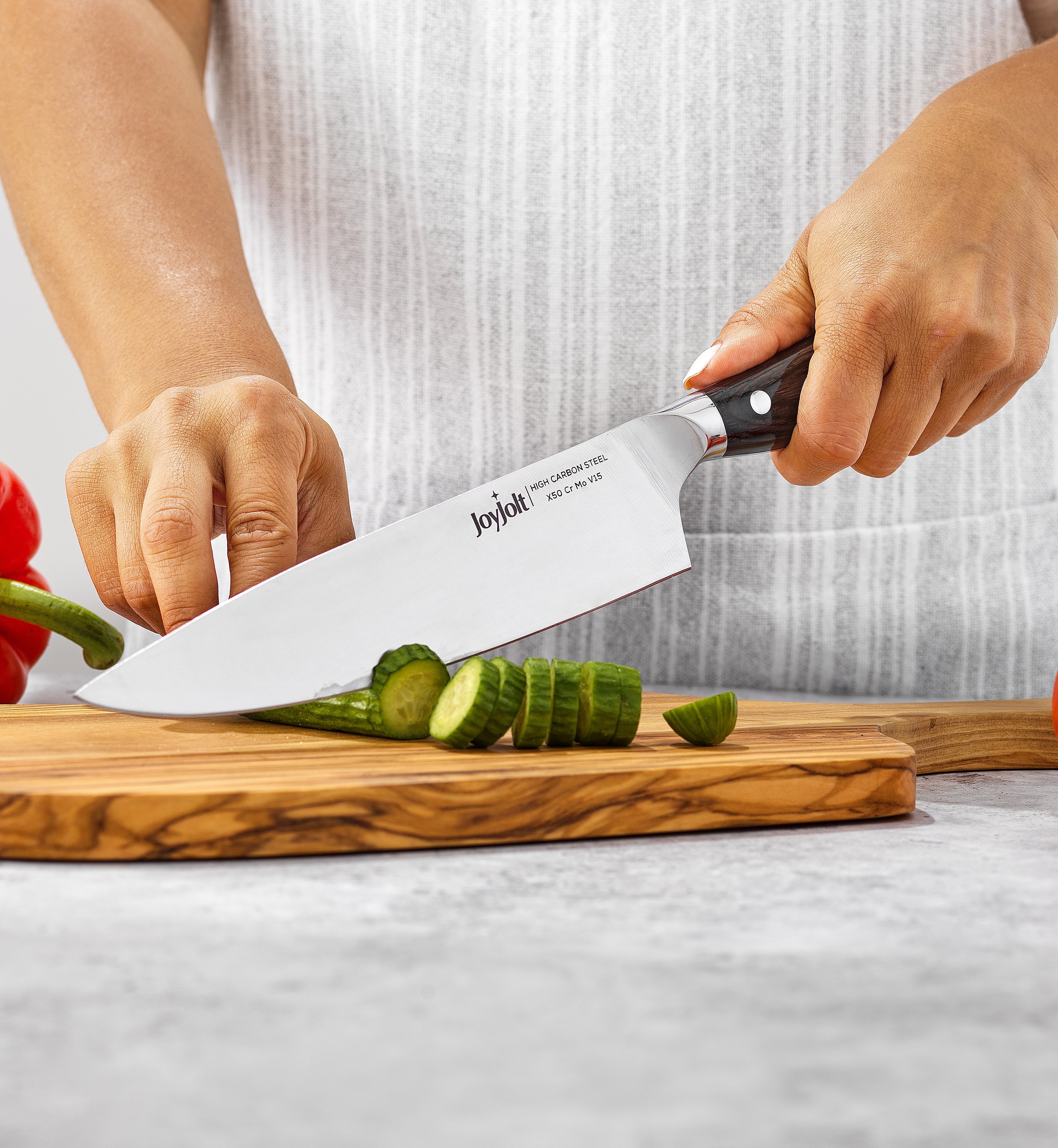 joyjolt-8-inch-professional-chef-knife-with-high-carbon-german-steel-blade-and-c image 2