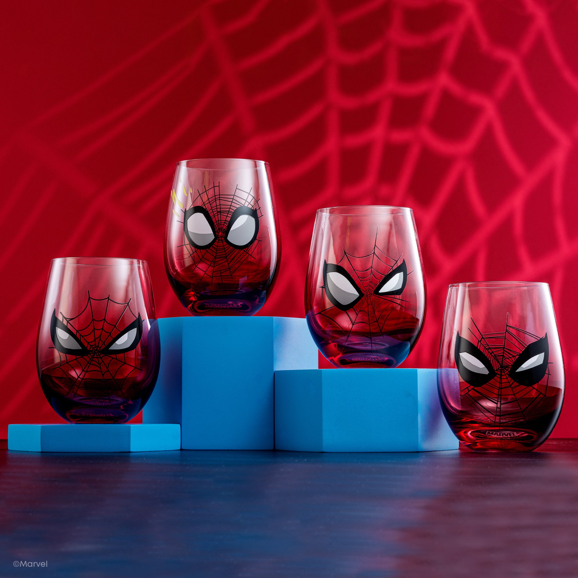joyjolt-marvel-spider-man-spidey-sense-stemless-drinking-glasses-set-of-4-19-oz image 2