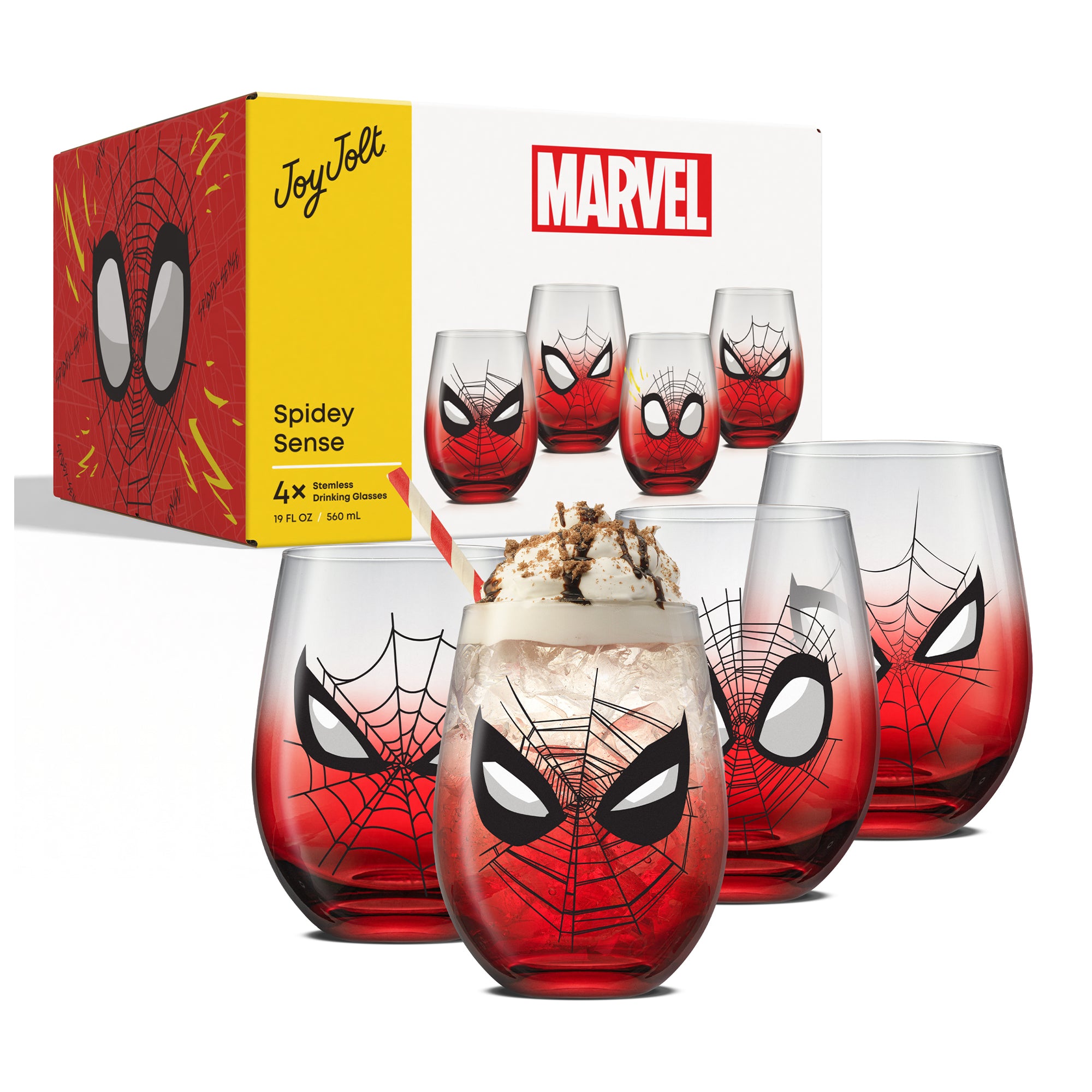 joyjolt-marvel-spider-man-spidey-sense-stemless-drinking-glasses-set-of-4-19-oz image 8