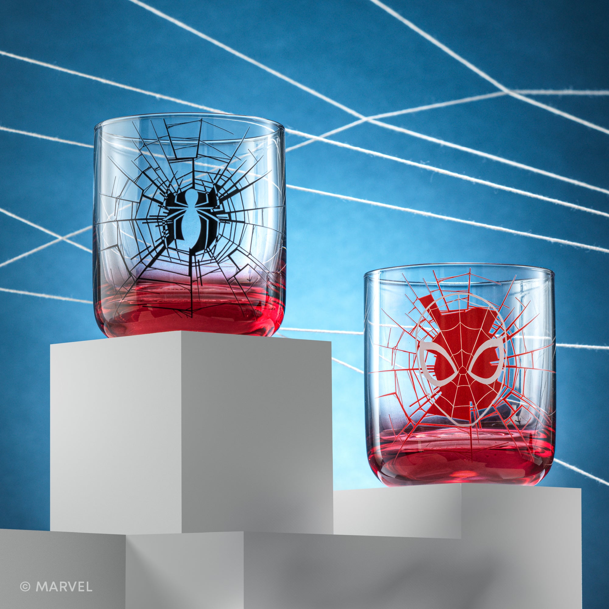 joyjolt-marvel-spider-man-webbed-hero-short-drinking-glasses-set-of-4-10-oz image 2