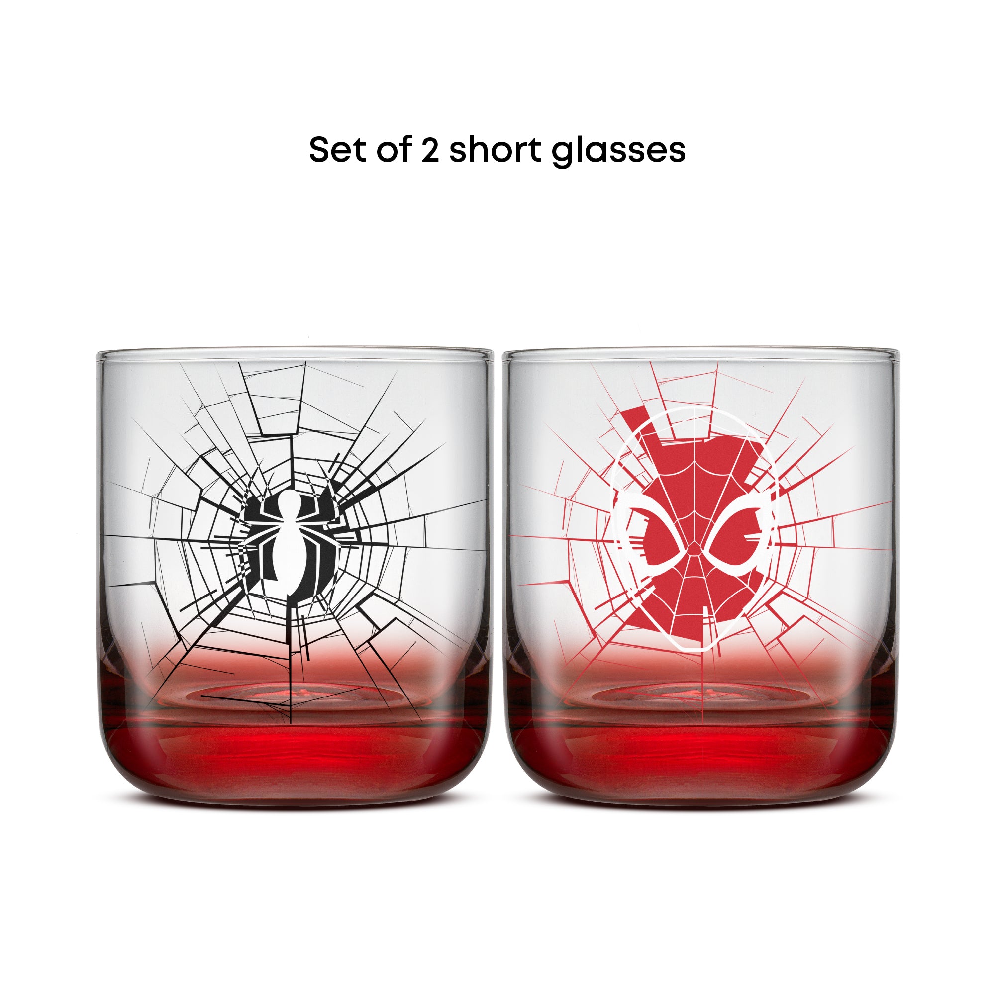 joyjolt-marvel-spider-man-webbed-hero-short-drinking-glasses-set-of-4-10-oz image 4