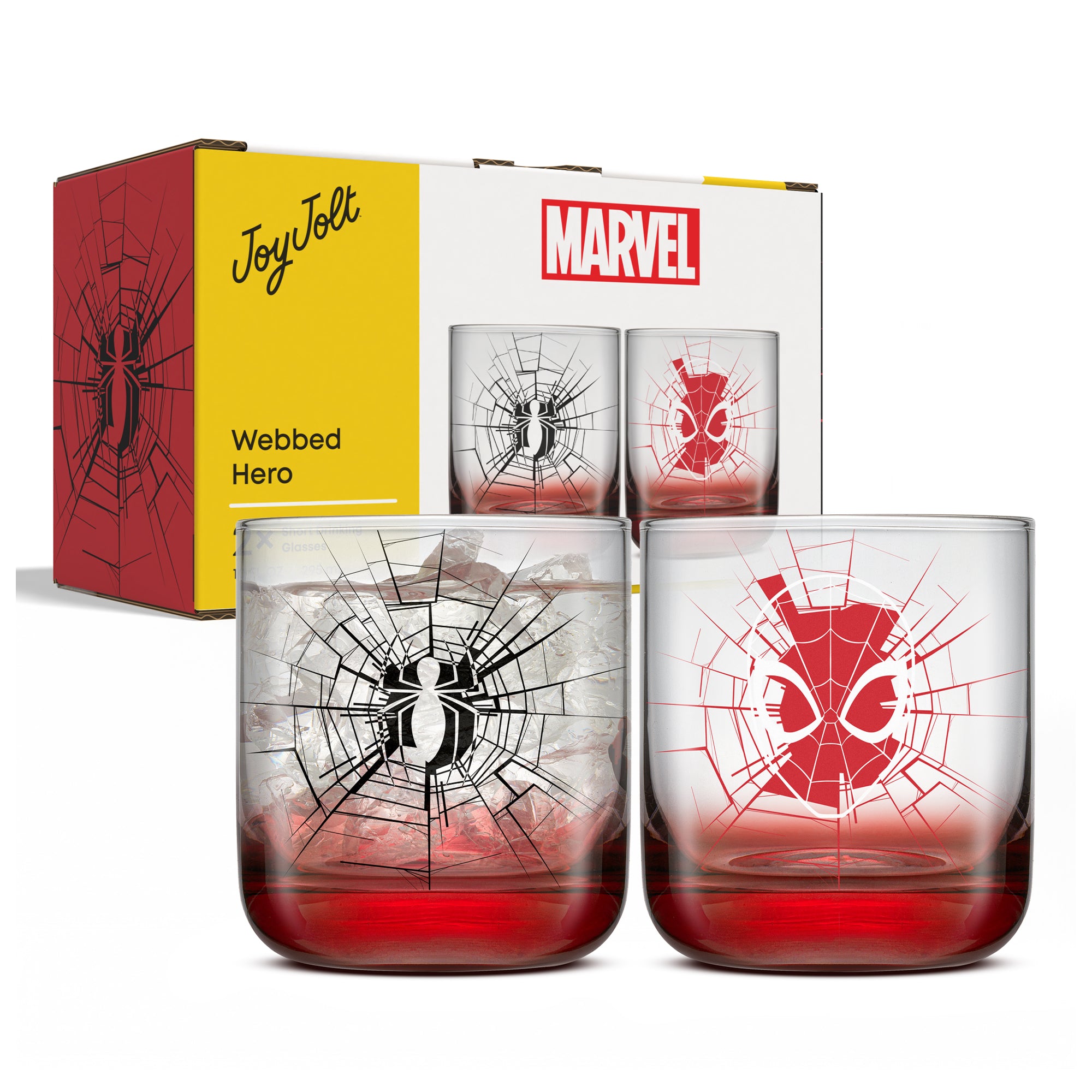joyjolt-marvel-spider-man-webbed-hero-short-drinking-glasses-set-of-4-10-oz image 6